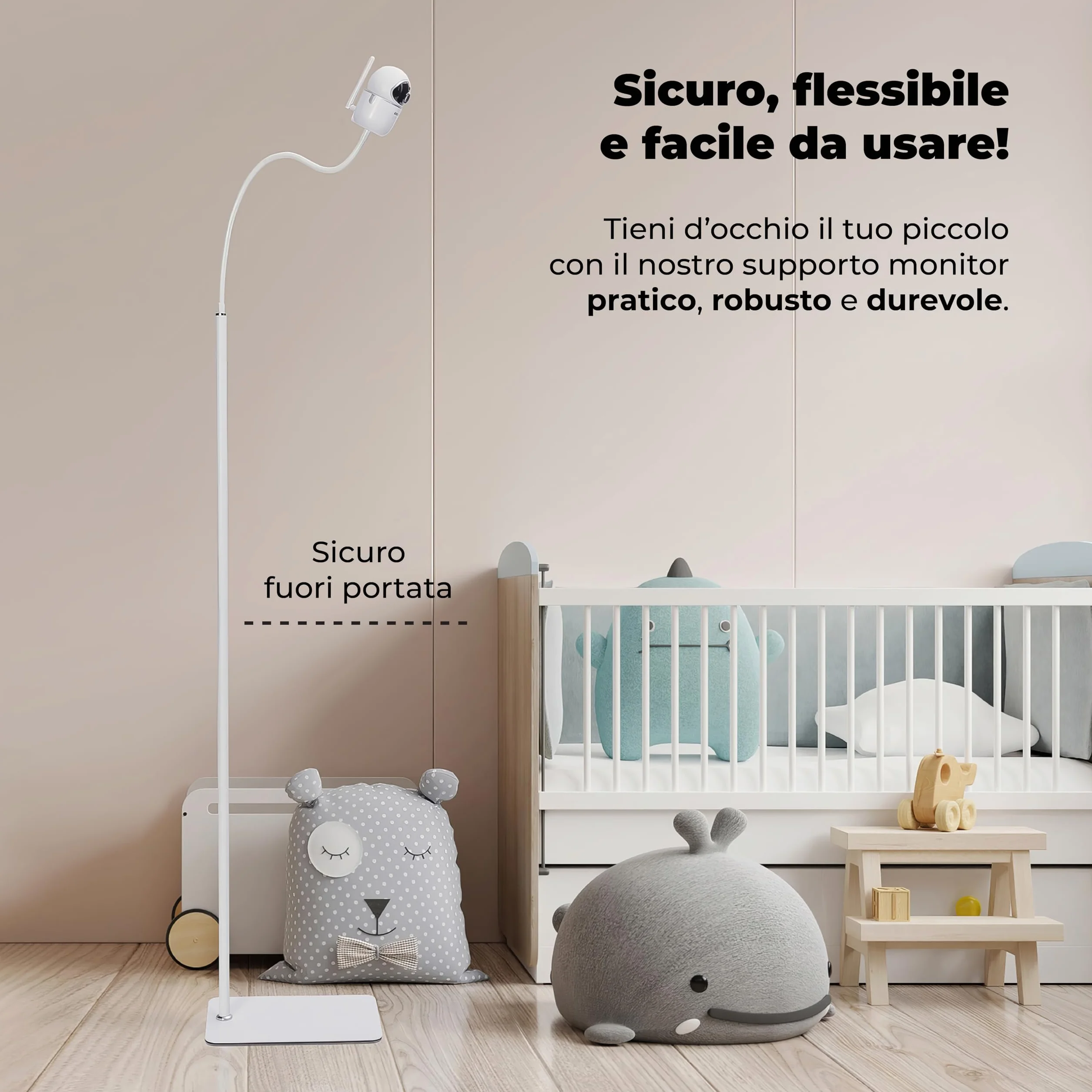 goozie Supporto da pavimento per baby monitor, compatibile con i modelli di fotocamera universale Babysense, Boifun, Hellobaby, GHB, Tapo, Vtech e tutte le fotocamere con vite da 1/4 di supporto per
