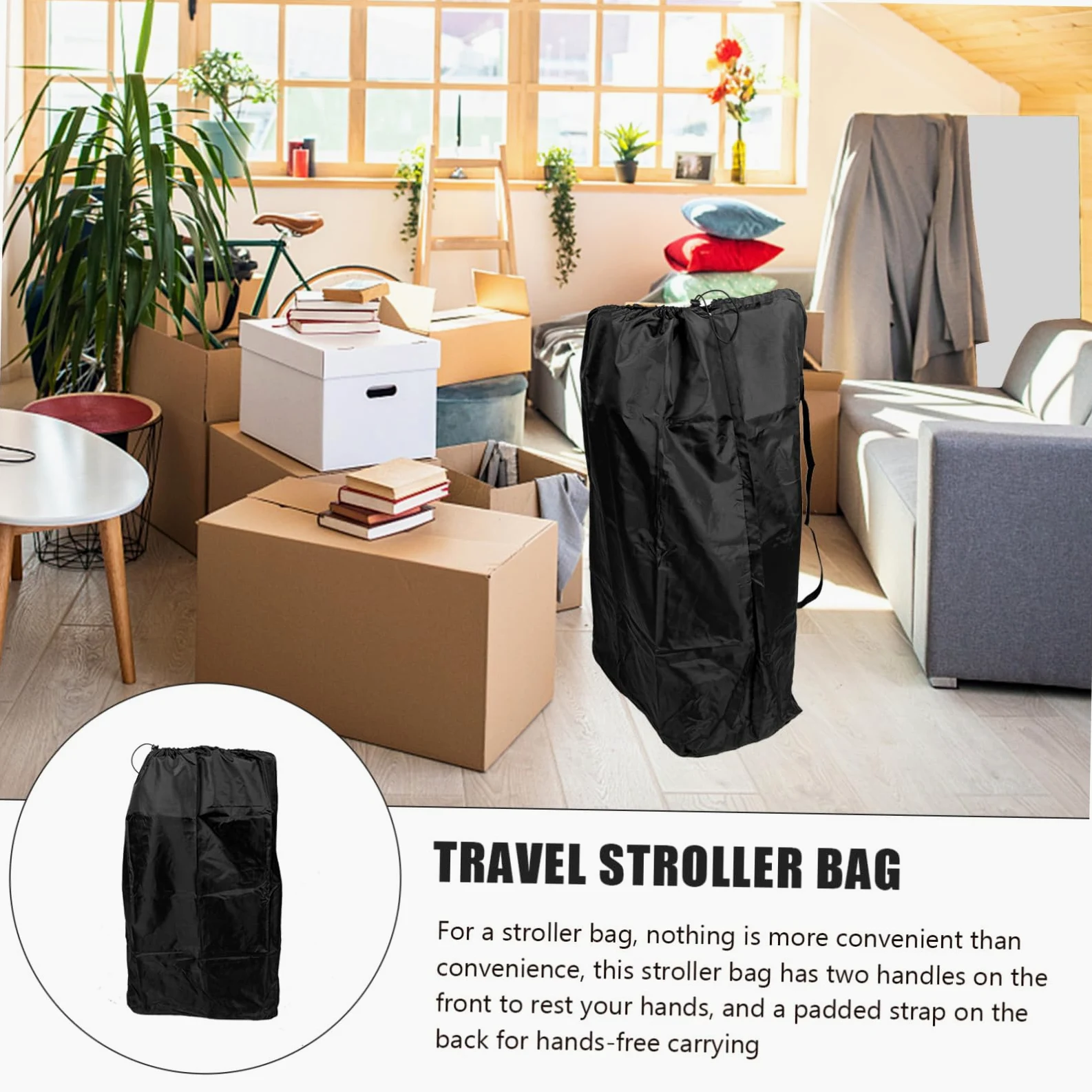 Yardwe Borsa da Viaggio per Proteggere Passeggino Nero Chiusura a Cordoncino Bloccabile in Nylon e Spallacci Rinforzati per Passeggino in Viaggio in Aereo