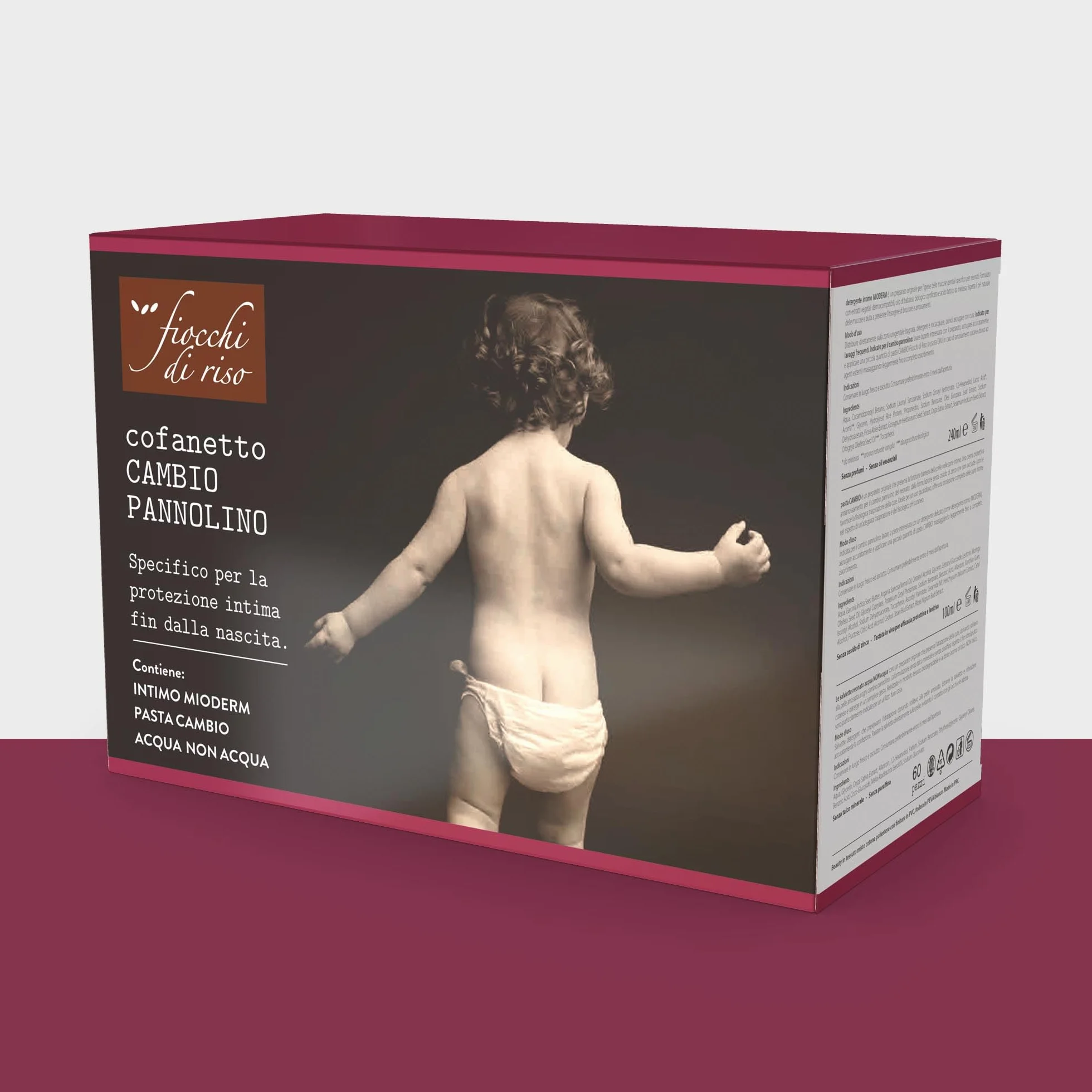 Fiocchi di Riso - BEAUTY CAMBIO PANNOLINO - COFANETTO NEONATO - Kit neonato per la protezione intima: Detergente Intimo Mioderm, Pasta Cambio e salviette Acqua NON Acqua. Nuovo beauty