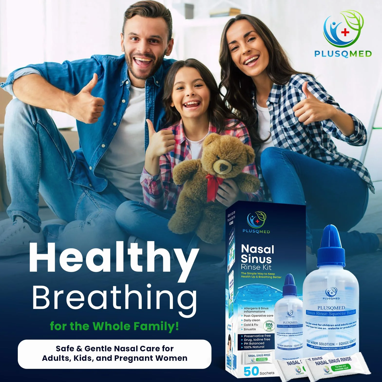 1 x Neti Lota 300 ml Irrigatore Adulti, bambini da 5 anni, + 20 bustine di sale, doccia nasale Lavaggi per adulti per la pulizia del naso, Irrigazione nasale (Squezze 250 ml + 50 sachet)