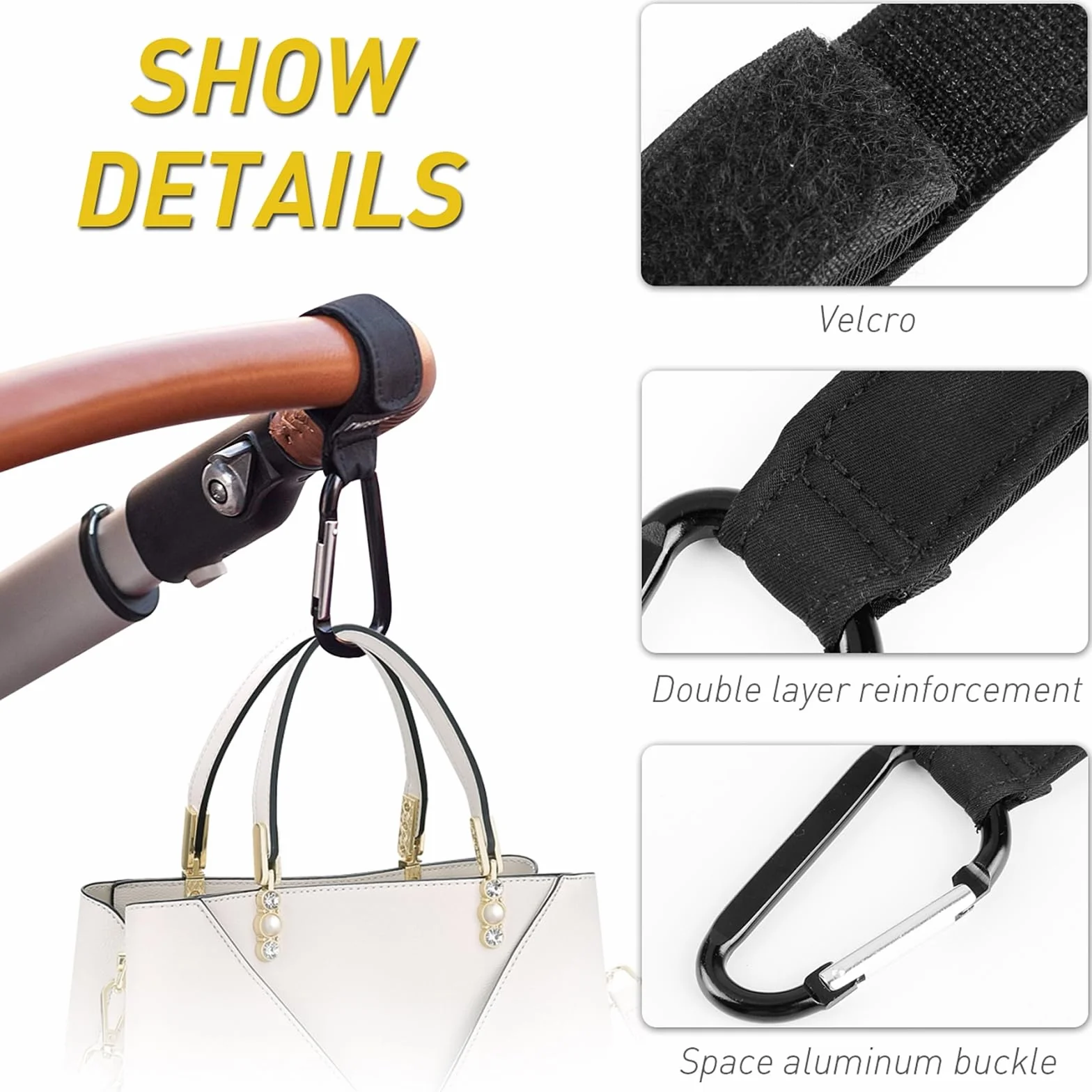 2 Unità Nero Passeggino Ganci universale Fit per appendere il vostro Shopping Bags Zaino, passeggino accessori