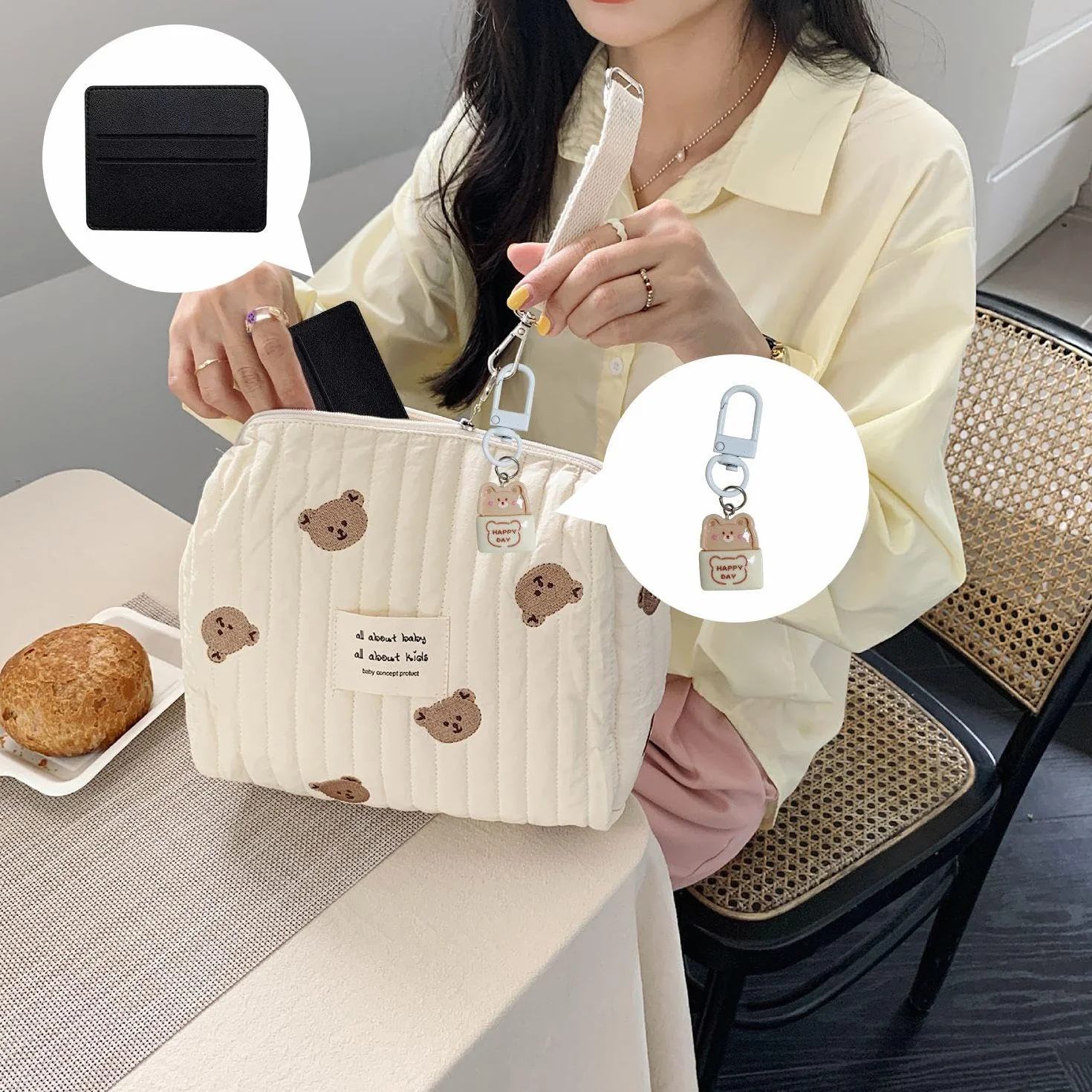 1 Borsa Da Viaggio, 1 Portacarte, 1 Portachiavi, Borsa Portatile, Borsa Per Pannolini Per Bambini, Custodia