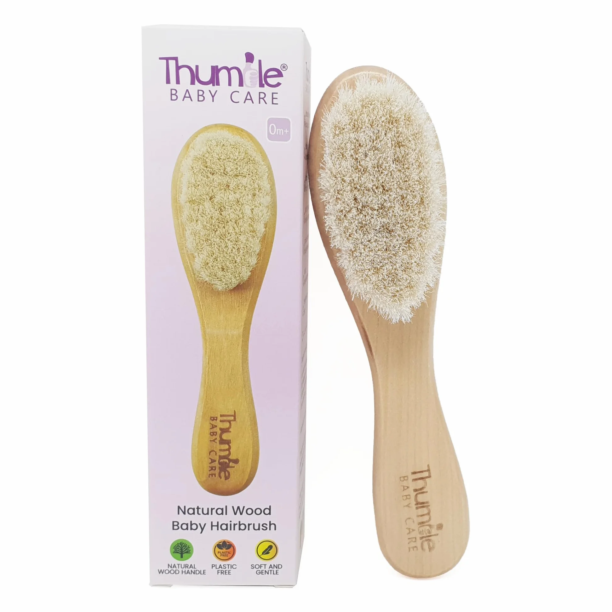 Spazzola per Capelli Bambino | Spazzola Neonati in Legno Naturale con Setole Morbide di Capra per Neonati e Bimbi Piccoli | Spazzola per Crosta Lattea | Thumble Baby Care