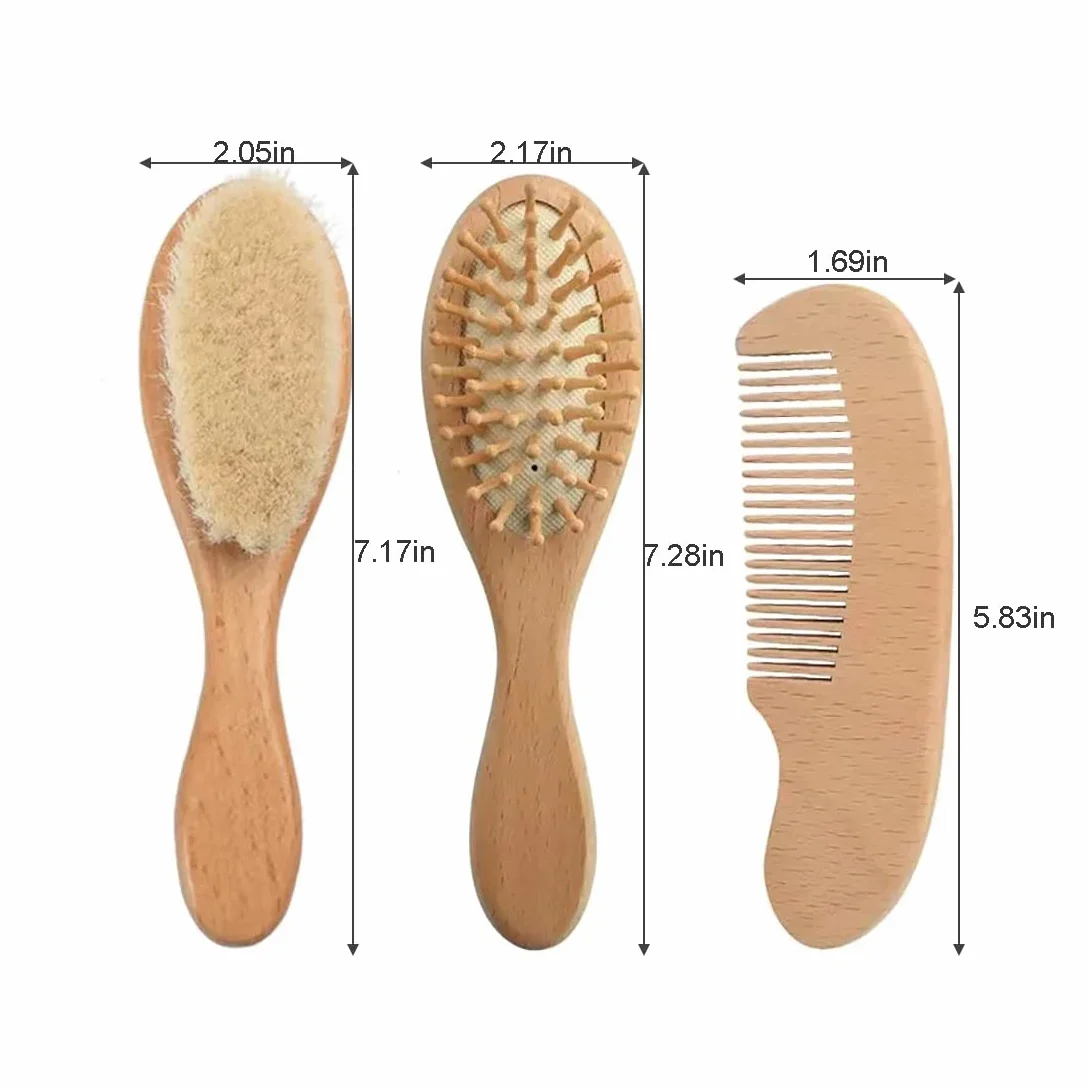 PandaEar Spazzola per Capelli e Pettine per Neonati | Set in Legno Naturale Con Setole Morbide di Capra, Pettine di Pera e Spazzola Massaggiante per Bambini