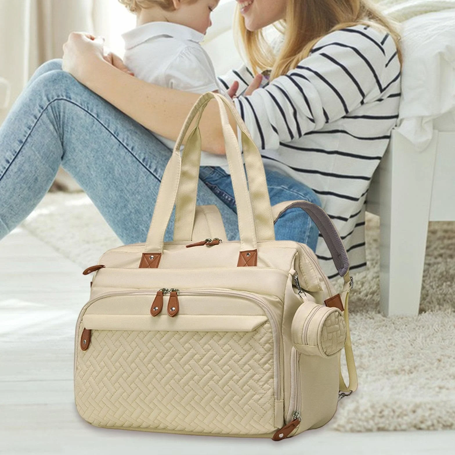 DuskHaven Zaino Fasciatoio con Scomparto per Scarpe, Zaino Allattamento, Custodia per Ciuccio per Donne, per Attività All'aperto, per Papà, Cachi, Taglia unica bambino