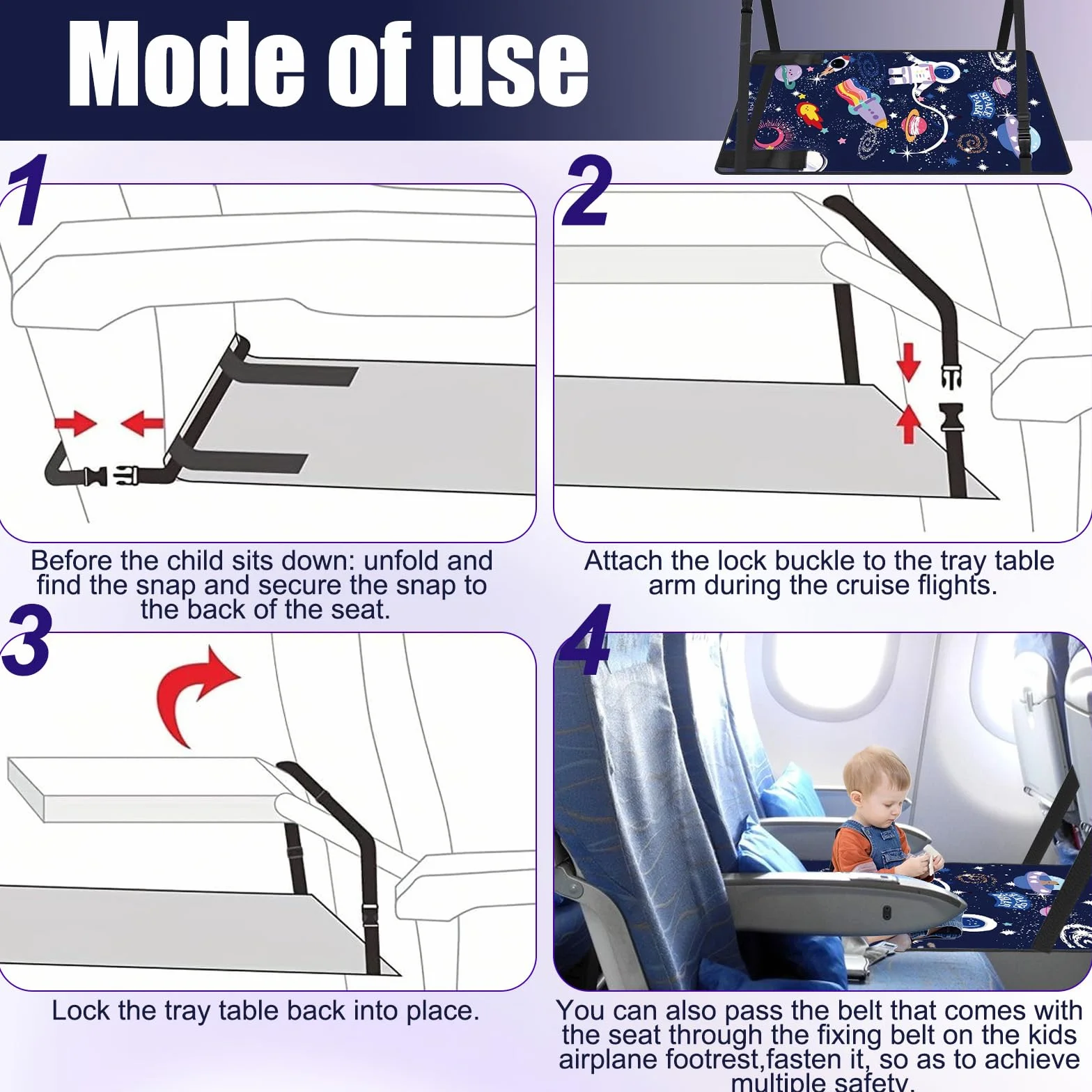 Estensione del sedile per bambini, poggiapiedi aereo, 79 x 44 cm, poggiapiedi per aereo, leggero e pieghevole, prolunga per viaggi in volo per bambini