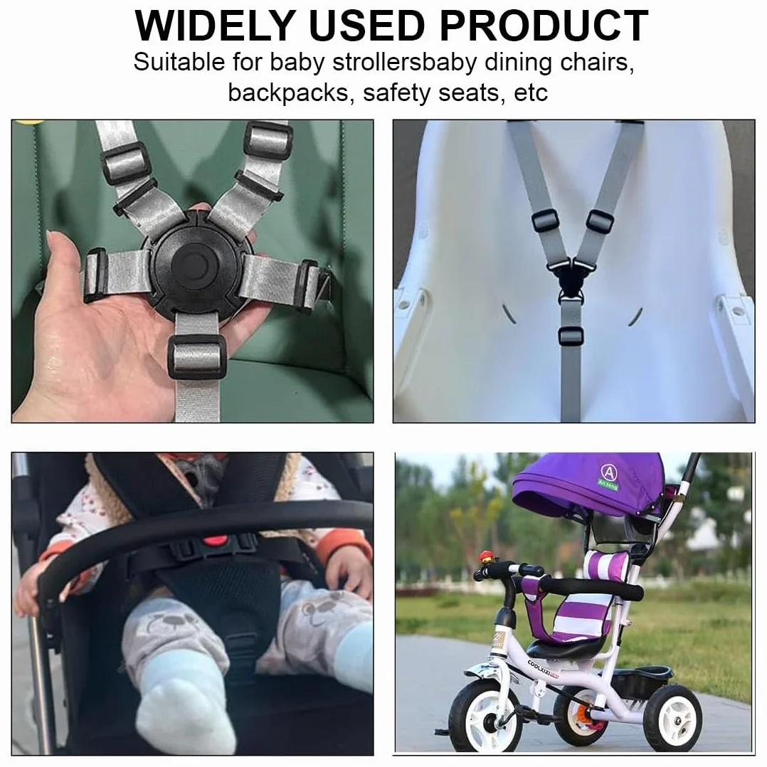 JEYORZY 1 Pcs Cinghia di Sicurezza in Plastica con Fibbie per Passeggino,Imbracatura di Sicurezza a 5 punti,Clip da 27 mm Cinture Passeggino Universali,Seggiolone Cintura Imbracatura,(Nessuna Cinghia)