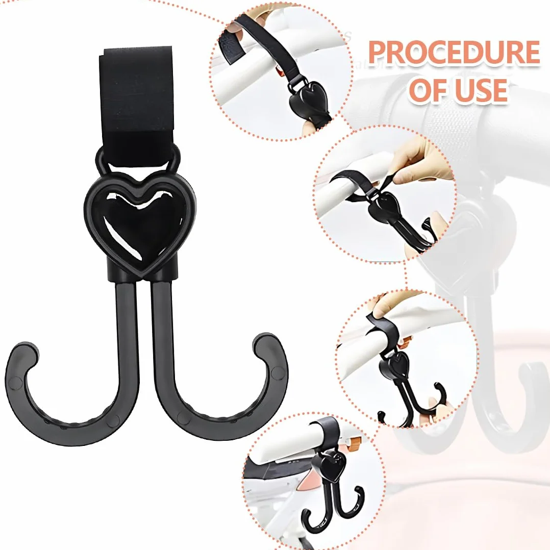 2 Pezzi Ganci Passeggino Gancio Per Passeggino A Forma Di Cuore Con Chiusura Per Borsa Fasciatoio Borse Borse Sospese Zaini Portafogli Accessori Per Passeggini Vestibilità Universale