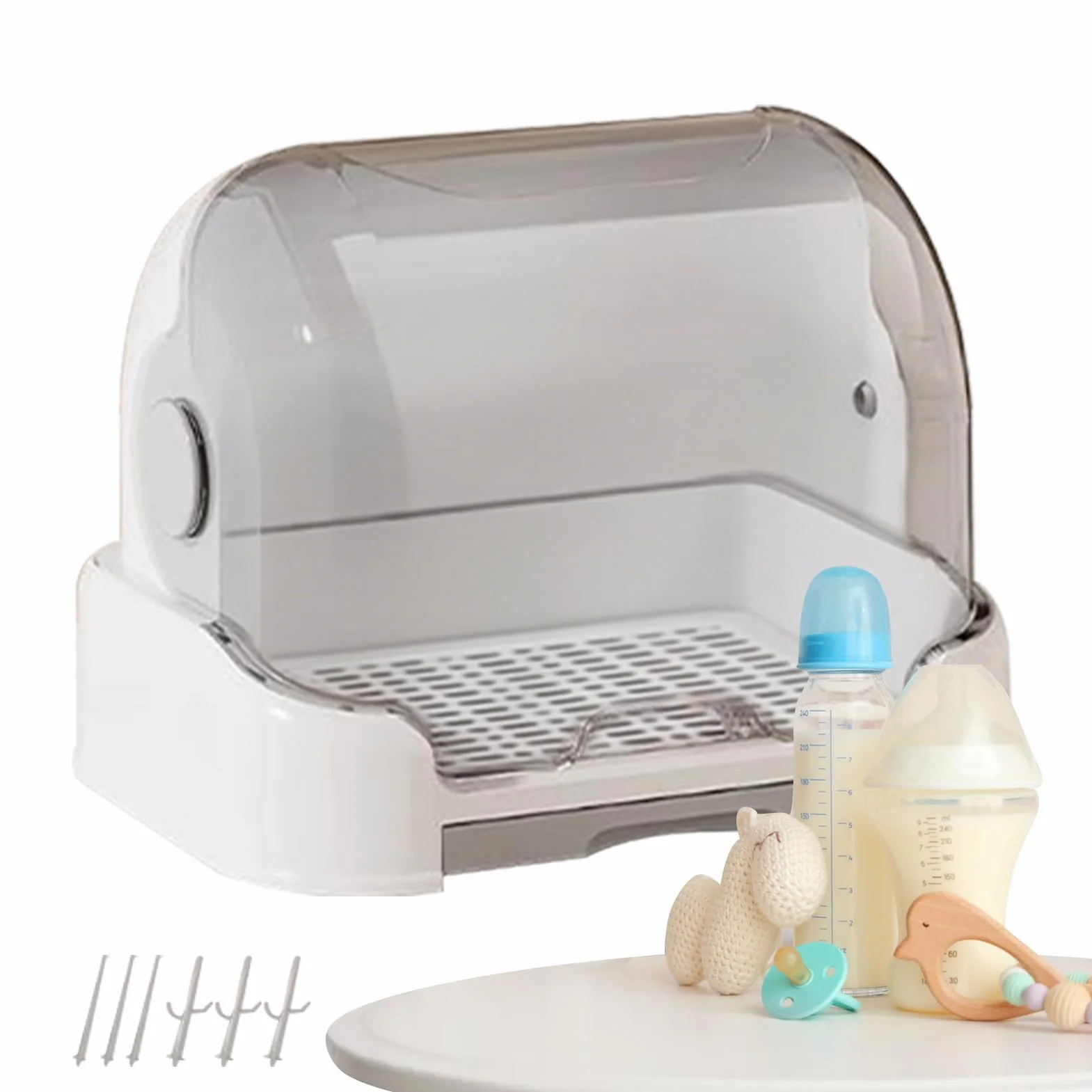 Generico Organizzatore per Biberon | Organizzatore Asciugabiberon con Porta Ciucci | Contenitore Portatile Per Ciuccio Tazzine Alimentazione Viaggio Cucina