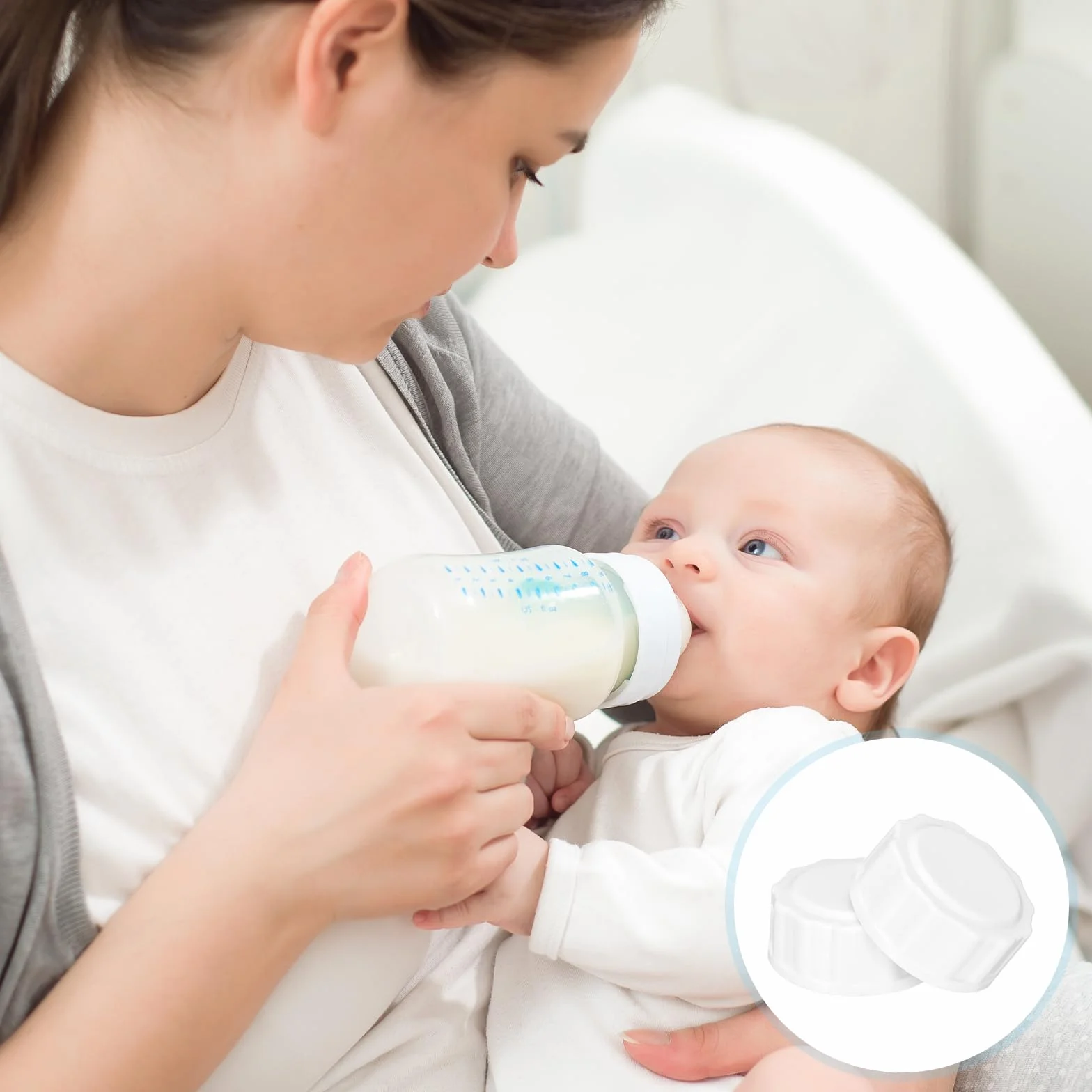 6 chiusure per bottiglie di vetro Philips Avent, coperchio anti-colica con anello di tenuta, chiusura per bottiglie, accessori per viaggi e conservazione (5 cm, bianco)