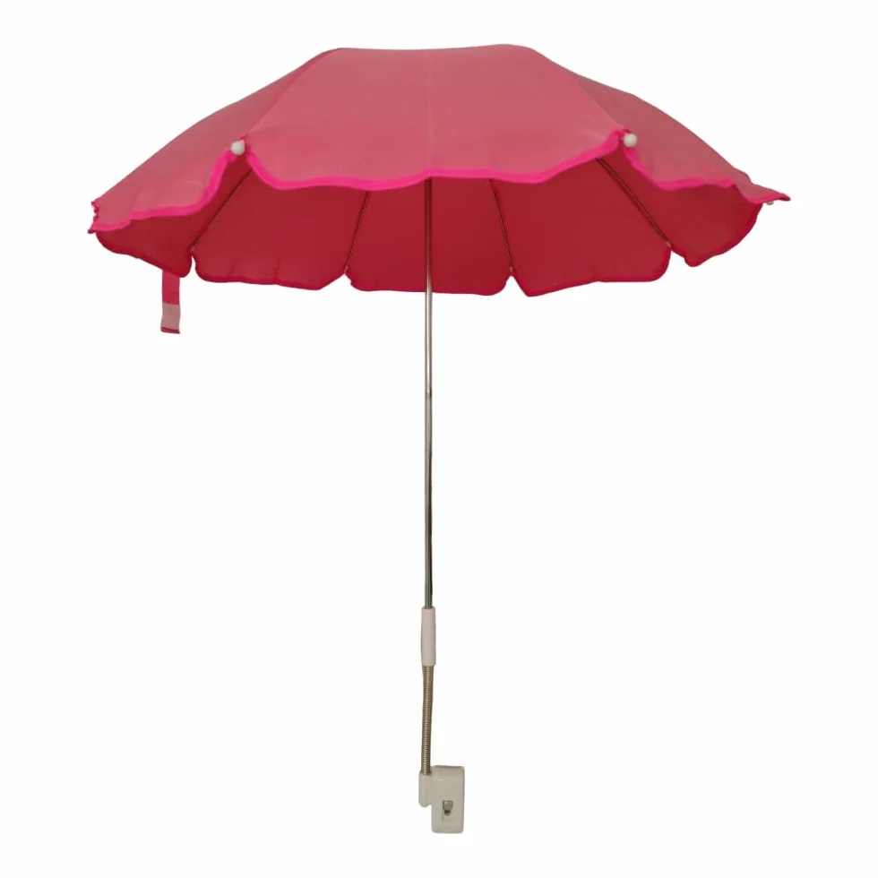 Mini Ombrellone ombrellino parasole per sdraio bimbi sedia da mare spiaggia 65cm con aggancio universale passeggino (ROSA)