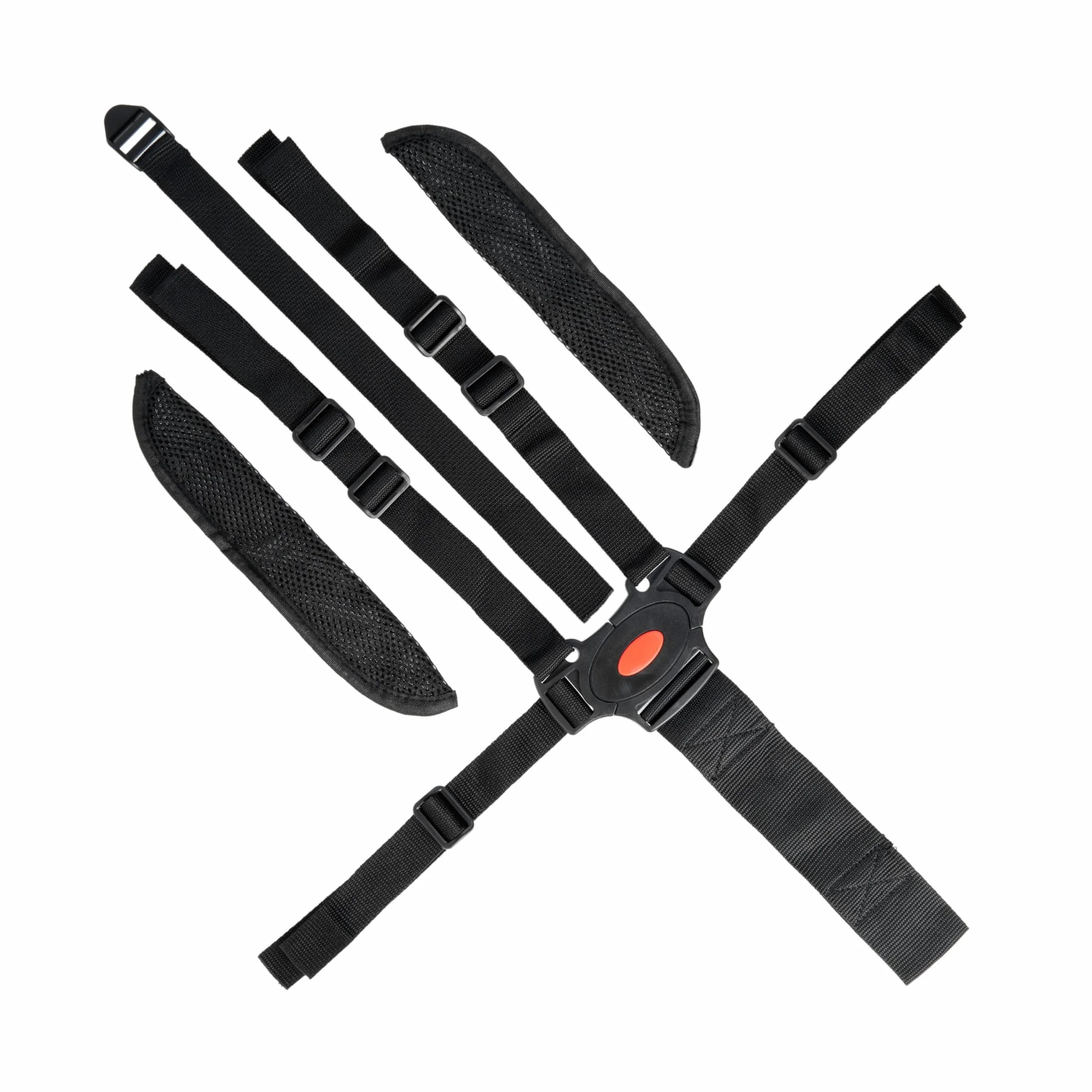Sistema Cinture a 5 Punti con spallacci per infilare – Accessori Passeggino, Carrozzina, Seggiolone – Cintura di Sicurezza Bambino, Imbracatura Facile da Collegare, con Fibbie a Barra per Anelli Fissi