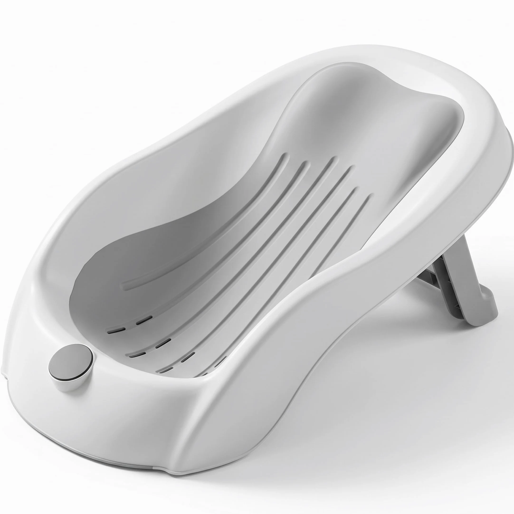 Supporto per bagnetto, vaschetta per il bagnetto con display digitale della temperatura e drenaggio, seggiolino pieghevole per vasca da bagno antiscivolo per neonati (grigio) &1