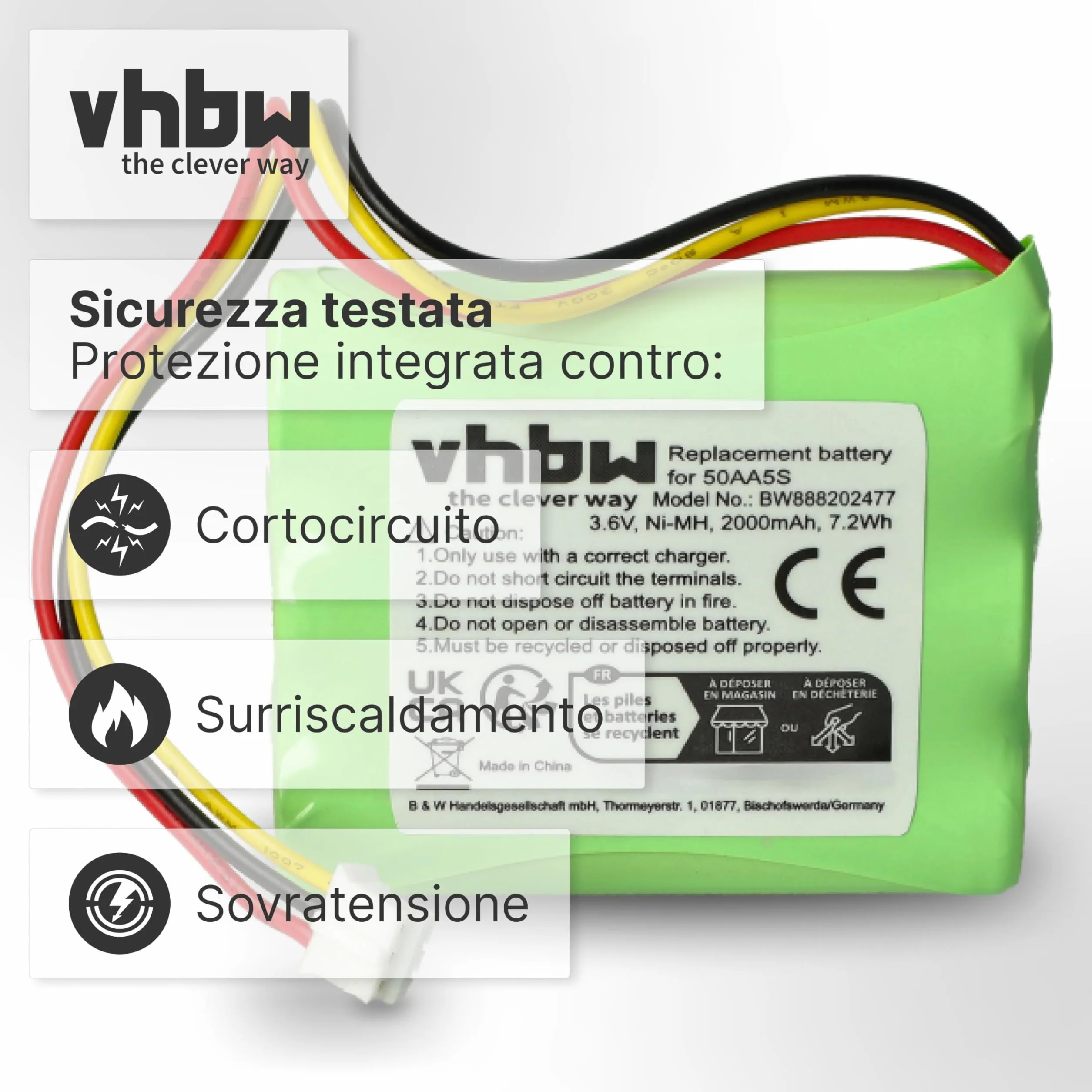 vhbw batteria compatibile con Toniebox Tonie Box radio raccontastorie per bambini (2000mAh, 3,6V, NiMH) - Sostituisce Toniebox 50AA5S