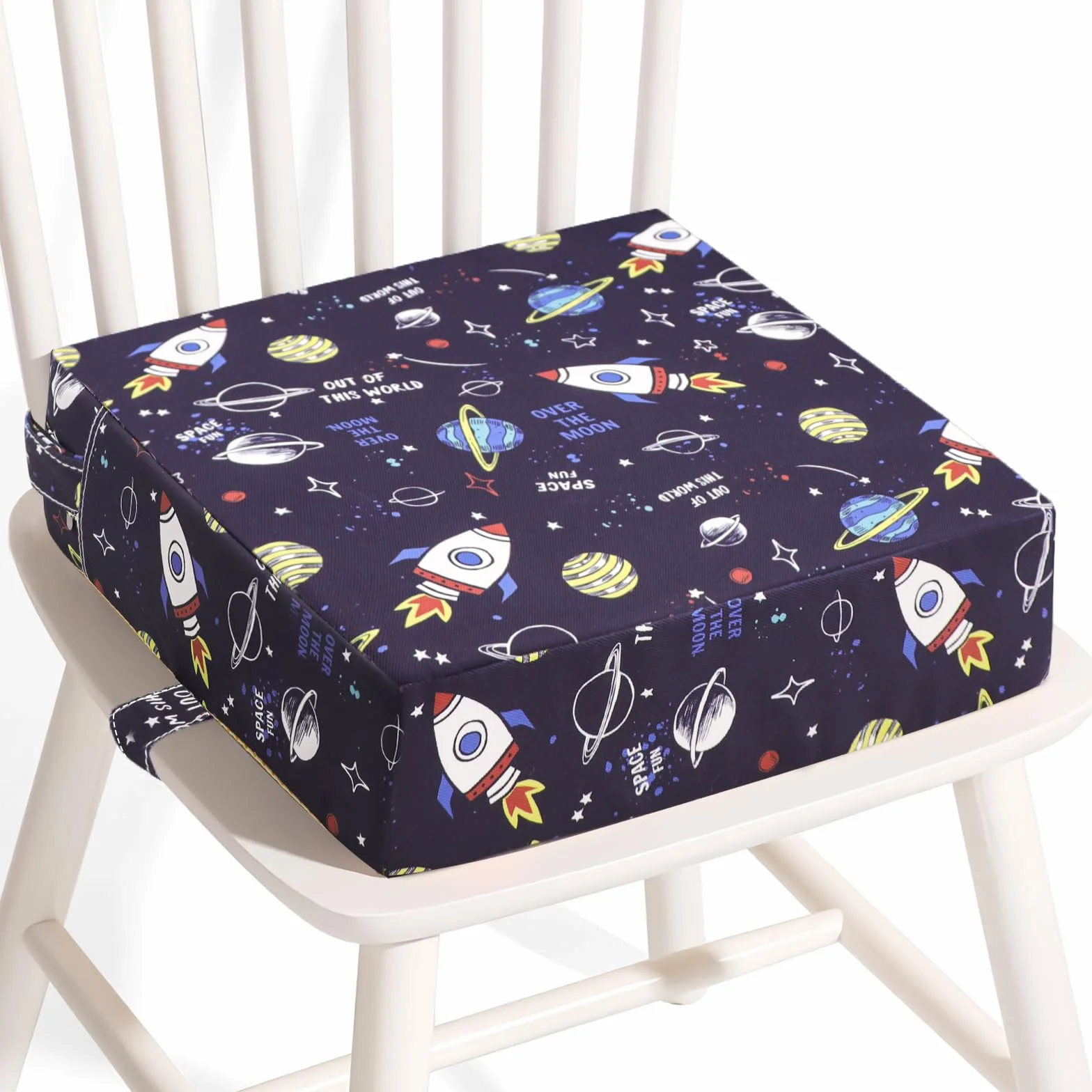 Rialzo da Sedia per Bambini, Cartoon Cuscino Rialzo per Bambini Cuscino per Sedia Seggiolino Regolabile Lavabile Smontabile con 2 Cinghie per Sedia da Pranzo