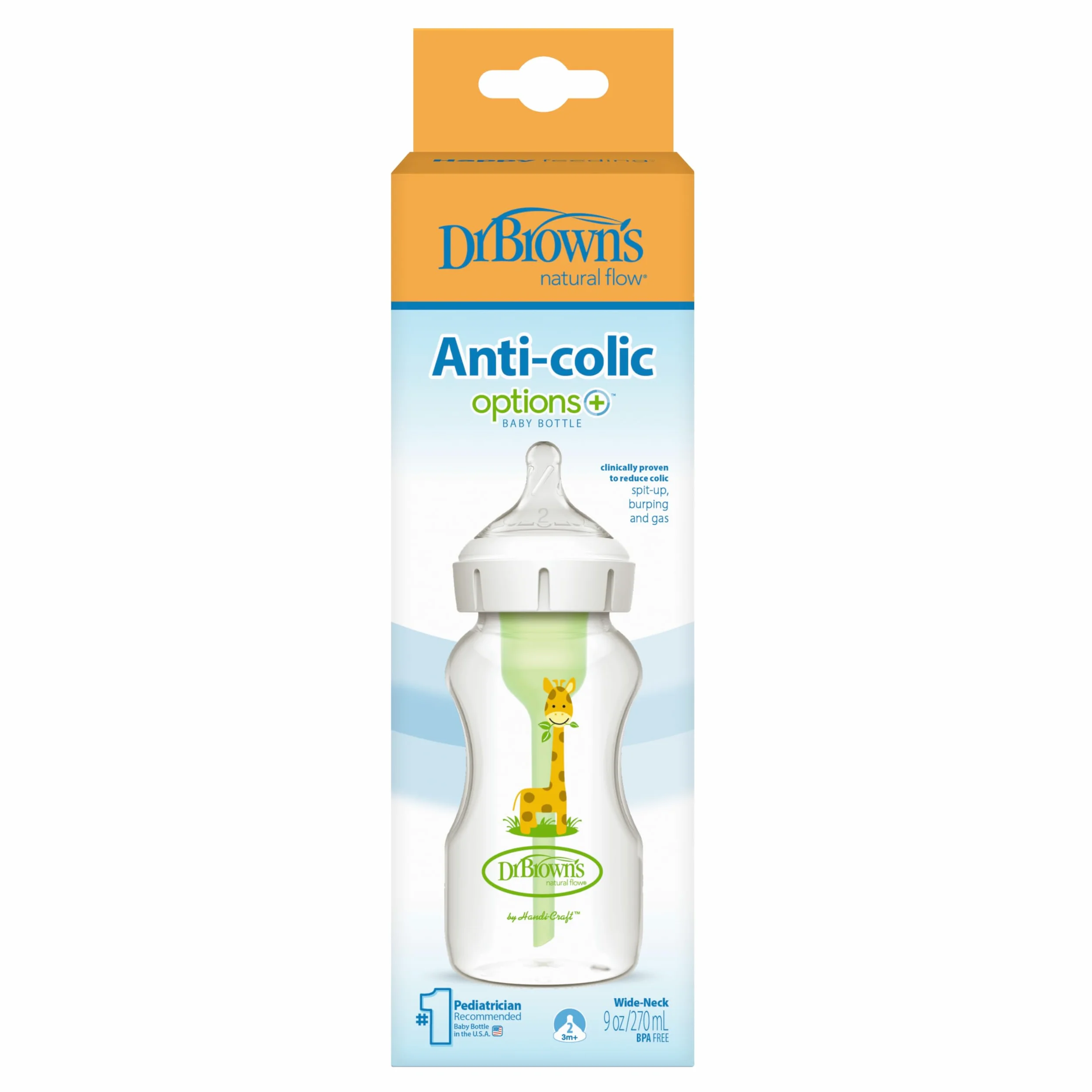 Biberon bocca larga 270 ml giraffa PP Options + tettarella N2