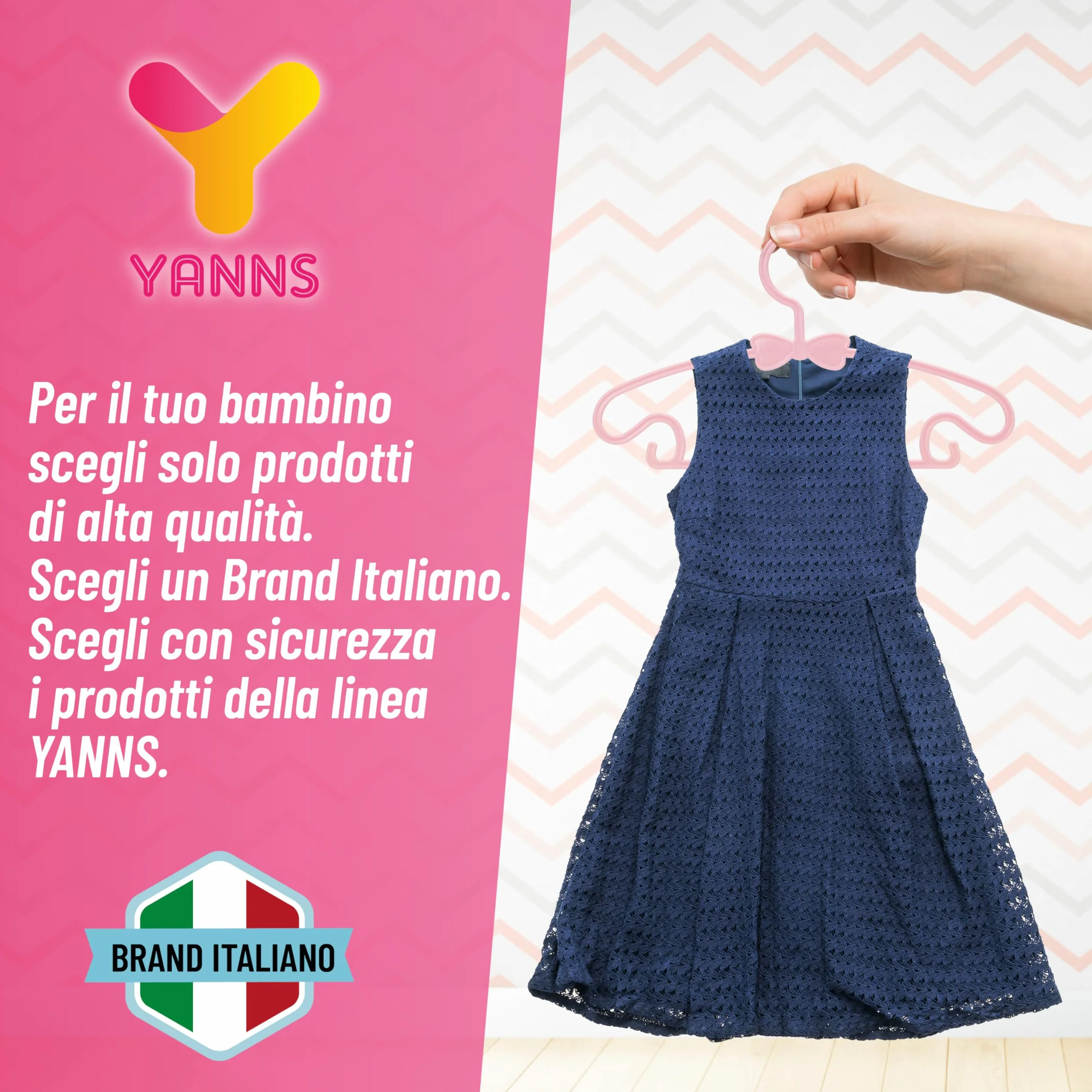 Grucce Bambini - Antiscivolo - Confezione da 10 Pezzi - Appendini Salvaspazio per Armadio - Adatto ai Vestiti per Bambini - Rosa