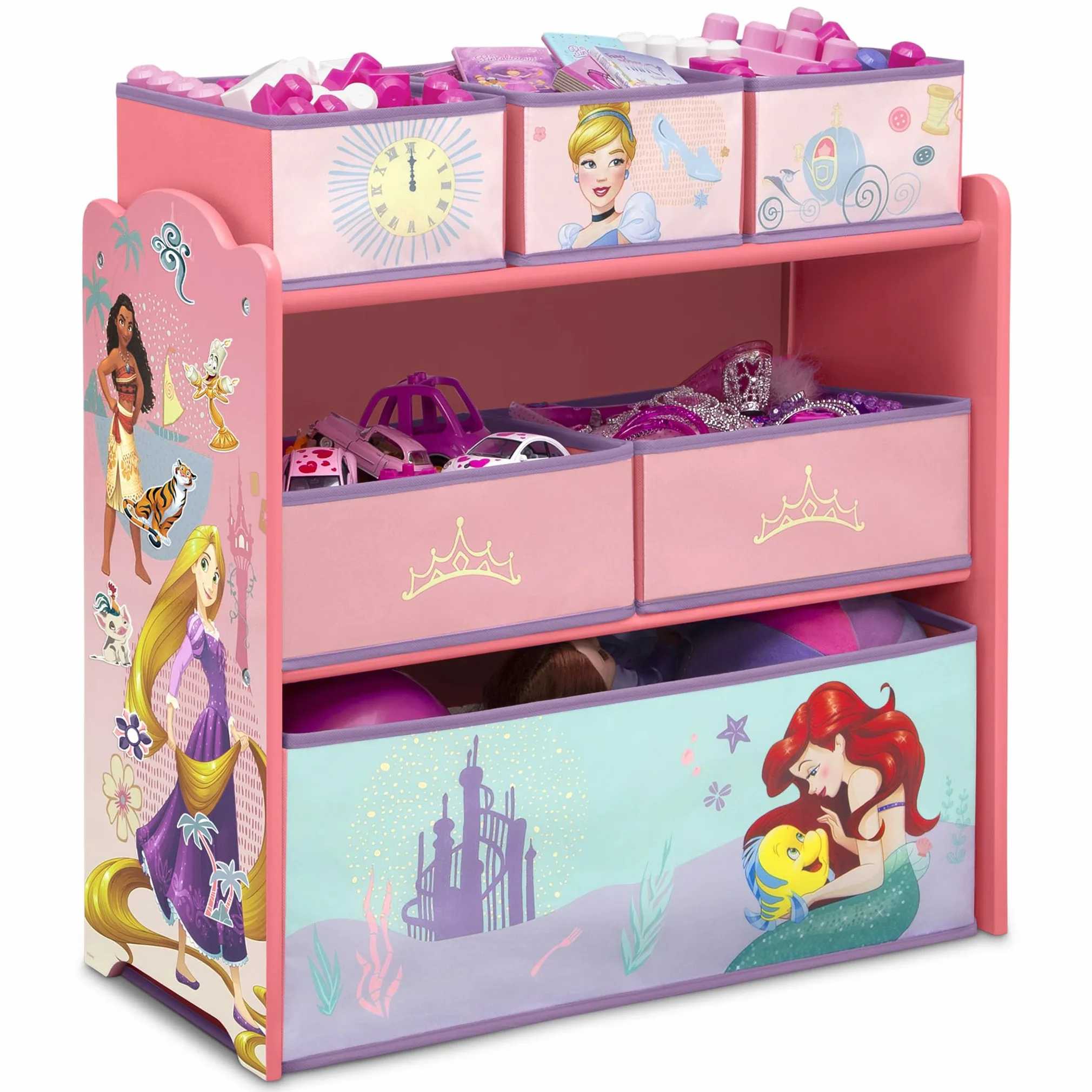 Delta Children Design & Store - Organizer per giocattoli con 6 pattumiere, motivo: Principesse Disney