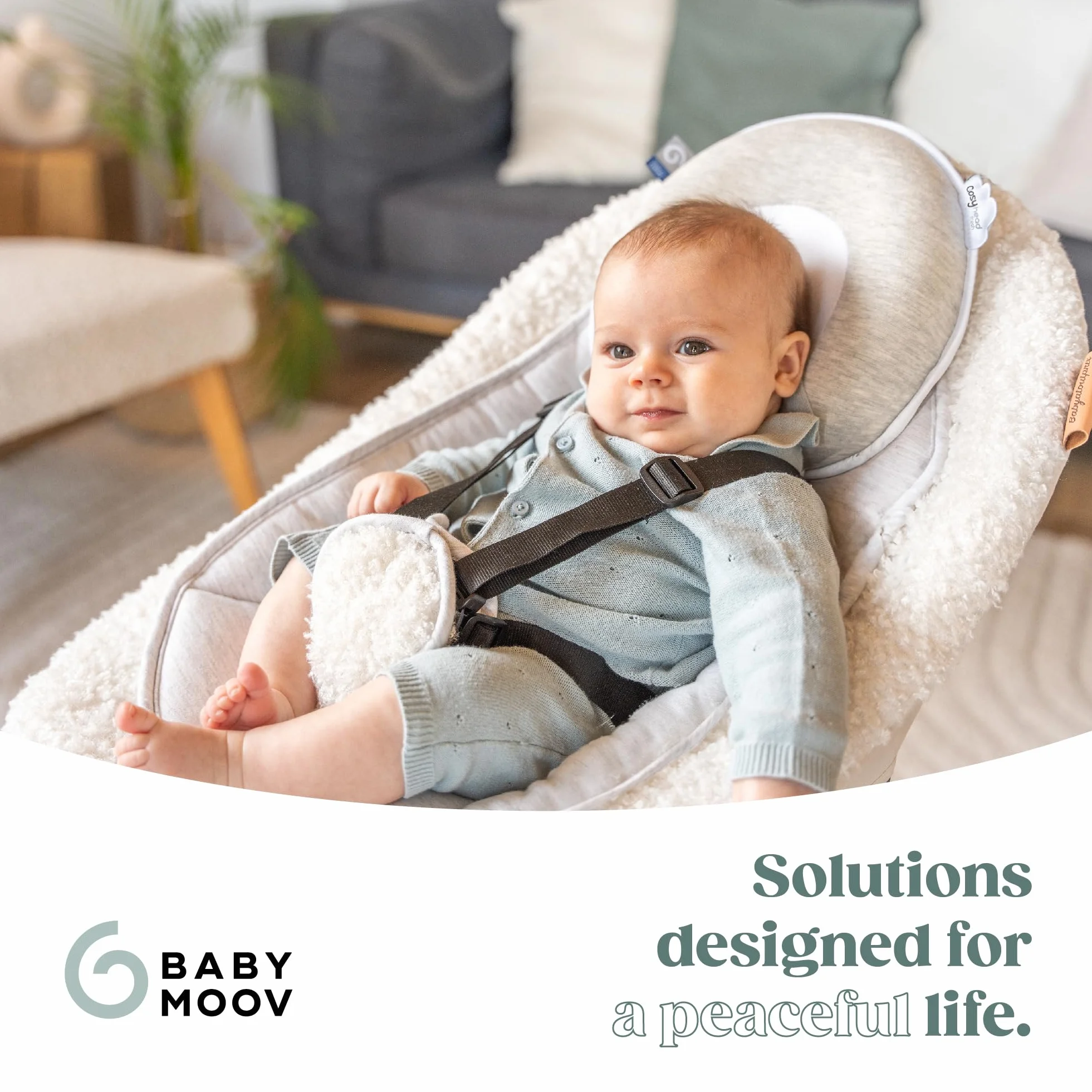 Babymoov Cosyhead Fresh Smokey, cuffia ergonomica e traspirante per bambini, made in Europe