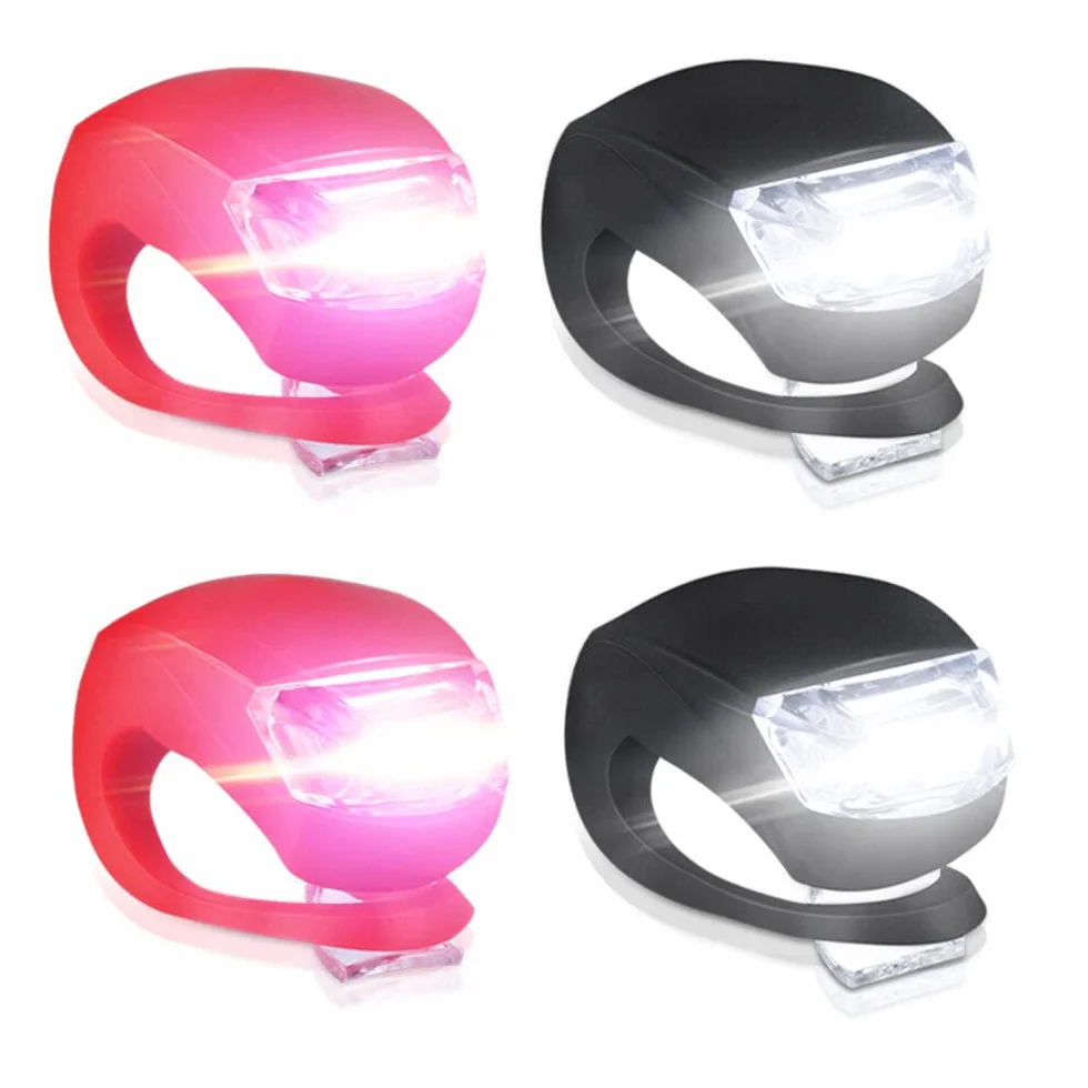 4 luci per carrozzina in silicone: luci LED impermeabili in silicone, luce per carrozzina con LED luminoso e 3 funzioni luminose, luce a LED per passeggino, attività all'aperto, corridore
