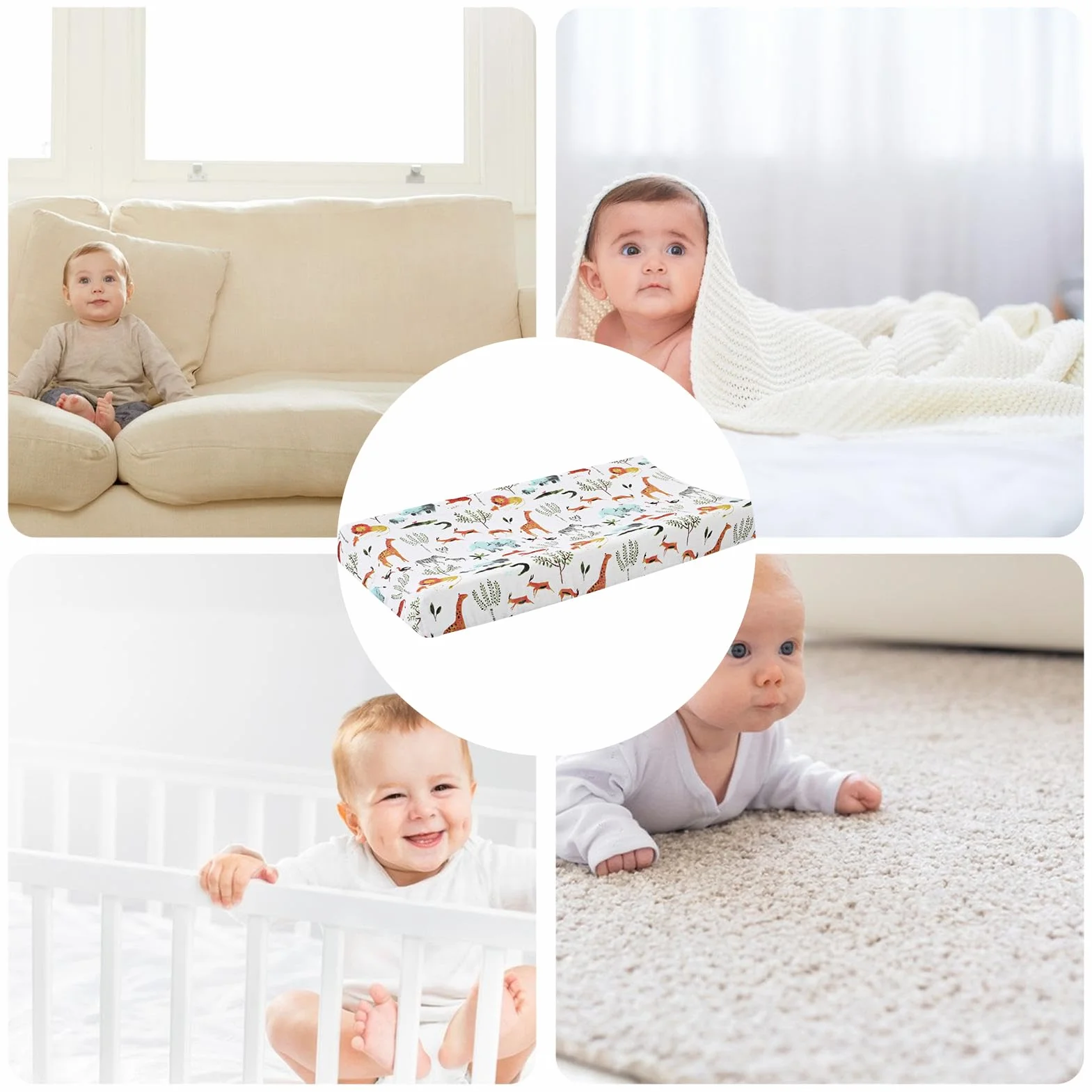 Copri Fasciatoio Neonato 40 X 80cm, Fodera Per Fasciatoio, Copertura Per Fasciatoio In Filato Di Cotone Traspirante E Morbida, Lenzuola Per Fasciatoio Per Neonato, Coprifasciatoio Rimovibile