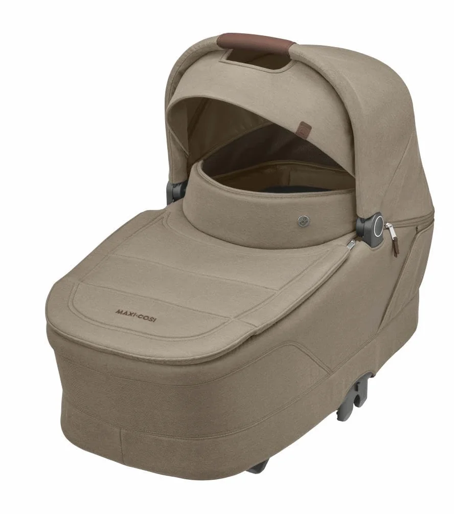 Maxi-Cosi Sense Navicella, spaziosa e confortevole, materasso memory foam traspirante, ClimaFlow, inclinazione SoothingSlope, sonno notturno, manico pelle vegana, Twillic Truffle