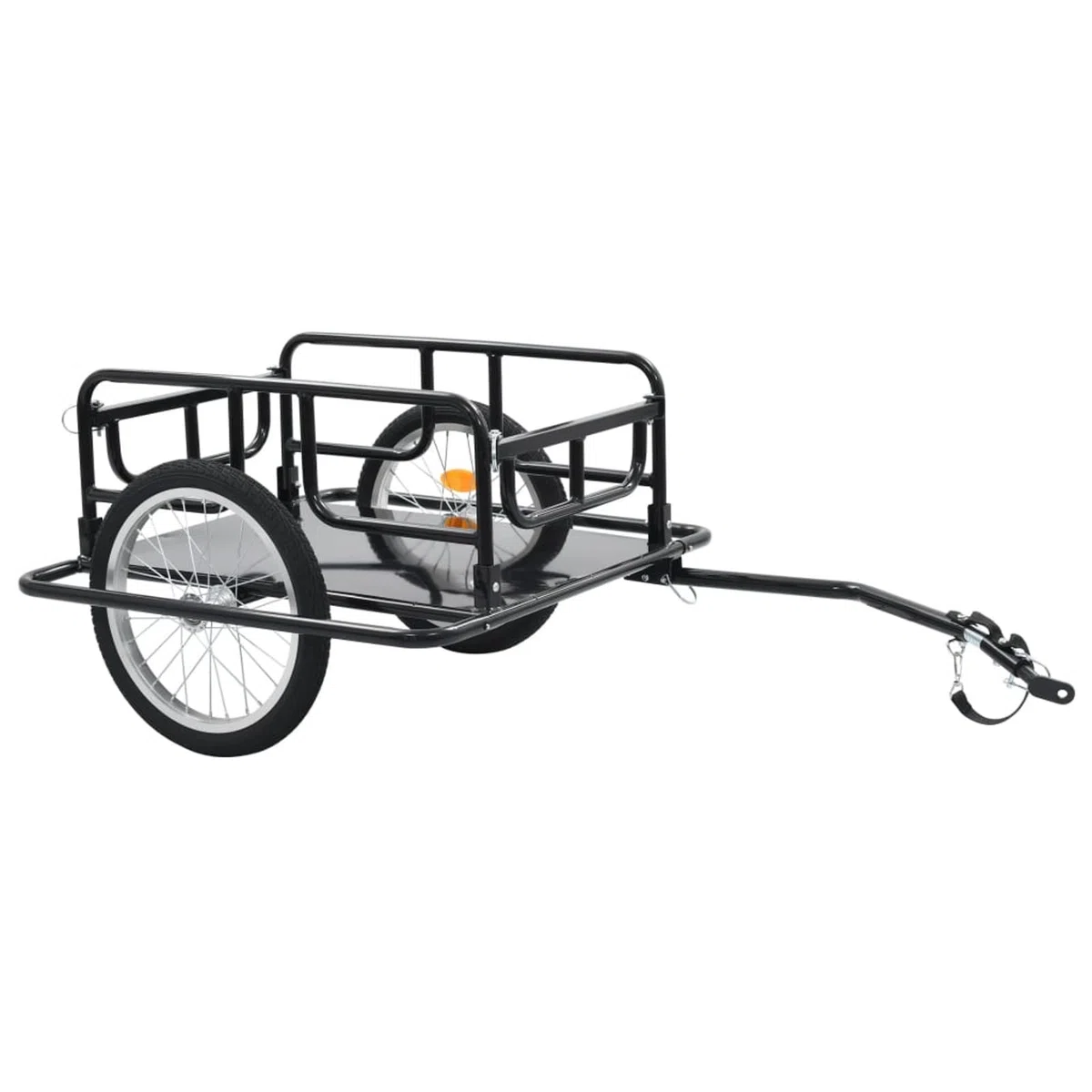 Rimorchio Bici 130x73x48,5cm in Acciaio Nero,Articoli Sportivi,Ricreazione all'aperto,Ciclismo,Accessori per Biciclette,Rimorchi per bicicletta-91770