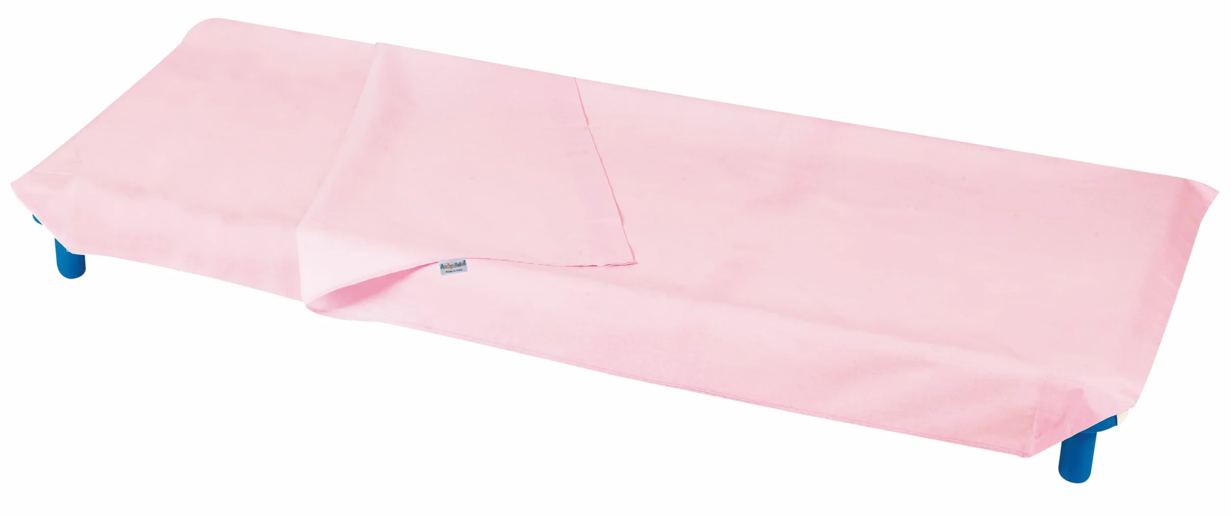 Andy & Helen - Sacco lenzuolo (sopra+sotto) per brandina asilo con angoli elasticizzati per una totale aderenza. Misure standard 65x140 cm in 100% cotone, Rosa