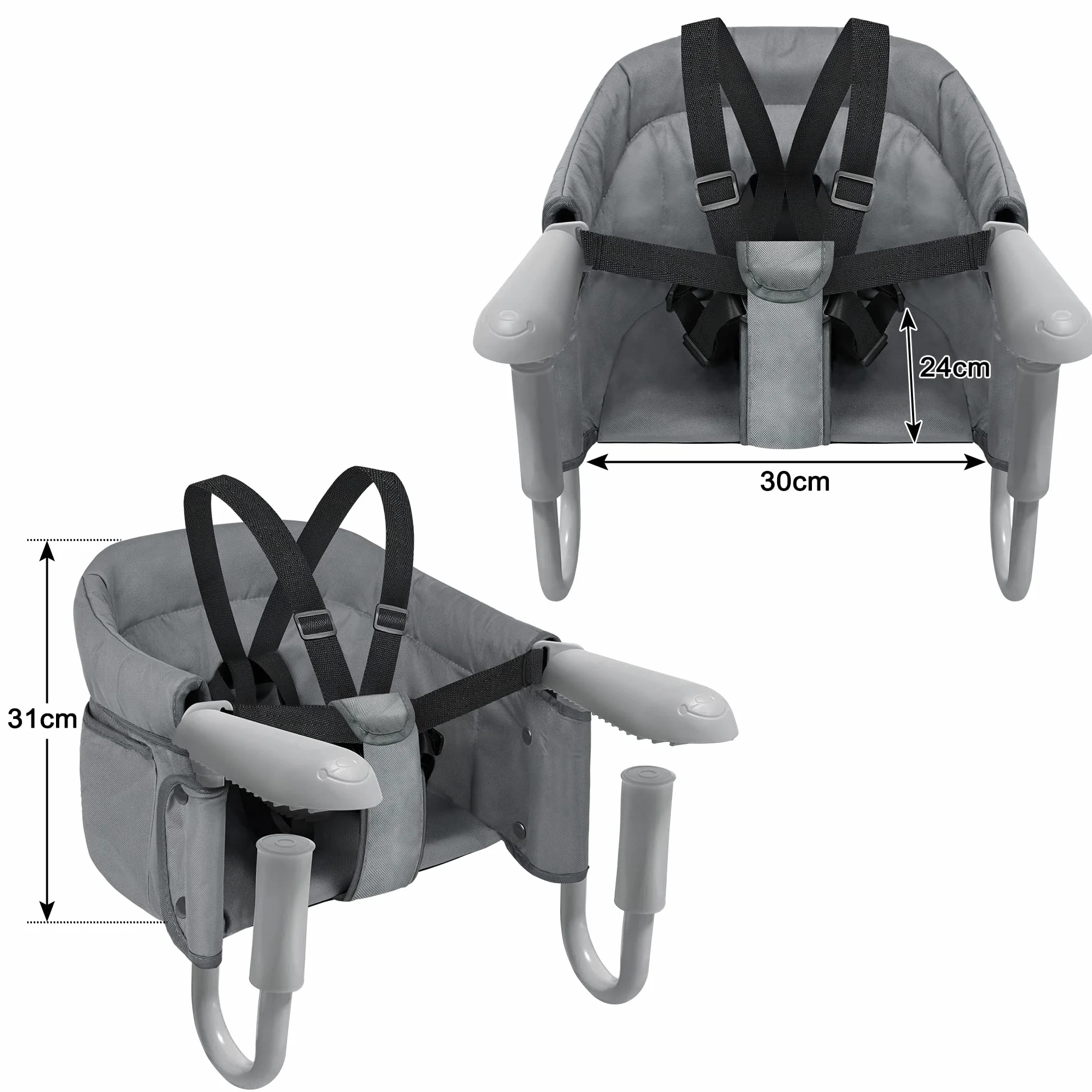 YUENFONG Sedile da Tavolo Pieghevole per Bambini Con Borsa e Posti Non Slittamento, per 2-8 cm di Spessore (Grigio)
