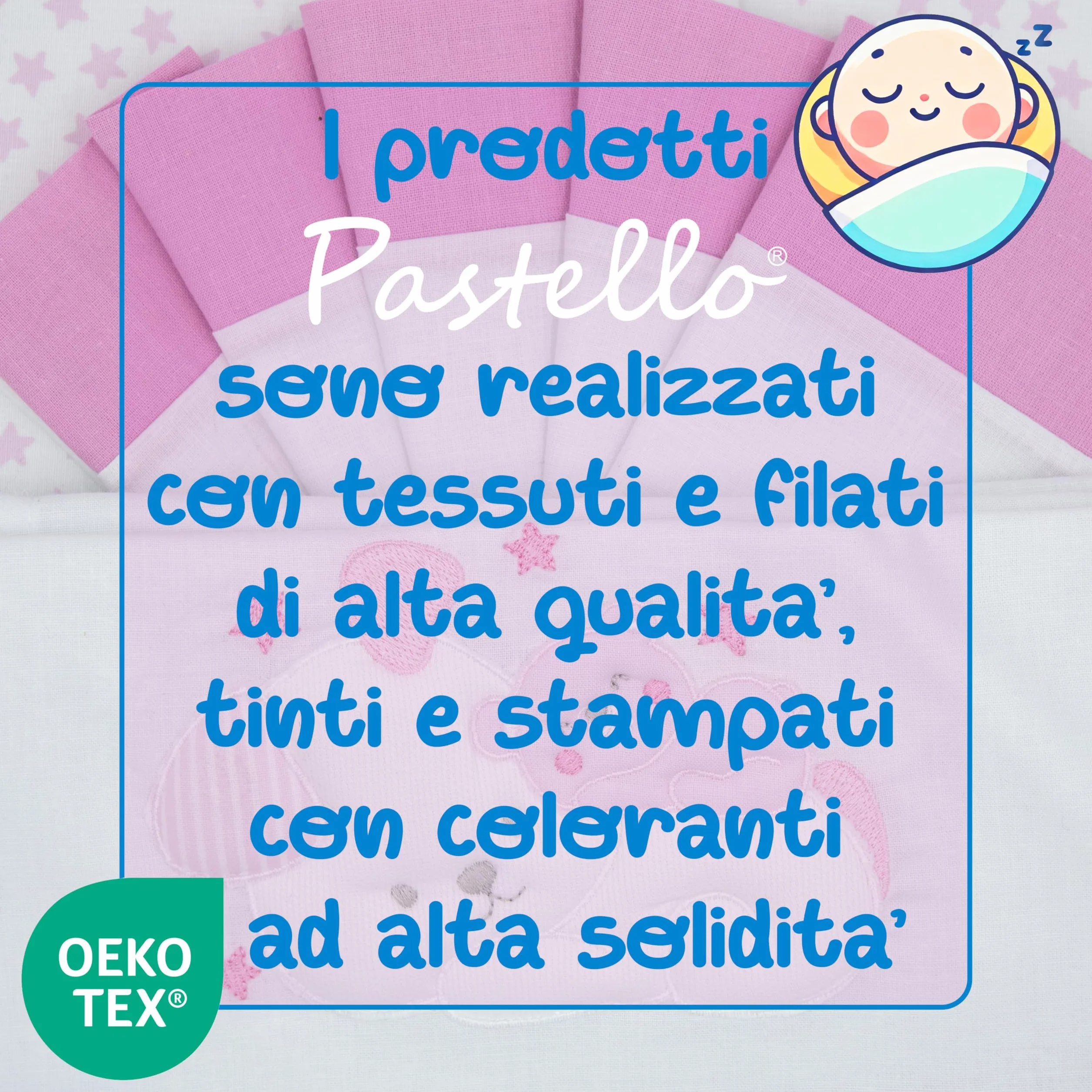 PASTELLO - Coordinato Carrozzina 3 Pezzi, 100% Cotone per Neonati, Completo Lenzuola con Ricamo (Art. LC7F, ROSA)