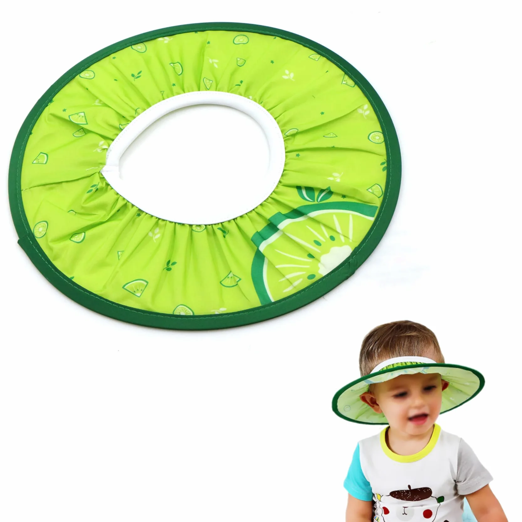 Cappello Doccia Bambini Visiera Da Bagno - Regolabile Impermeabile Shampoo Protettore Protettori Morbido Diametro Interno 10 Cm Esterno 30 Per Prevenire L'Acqua Flusso Verso Occhi E Viso Verde