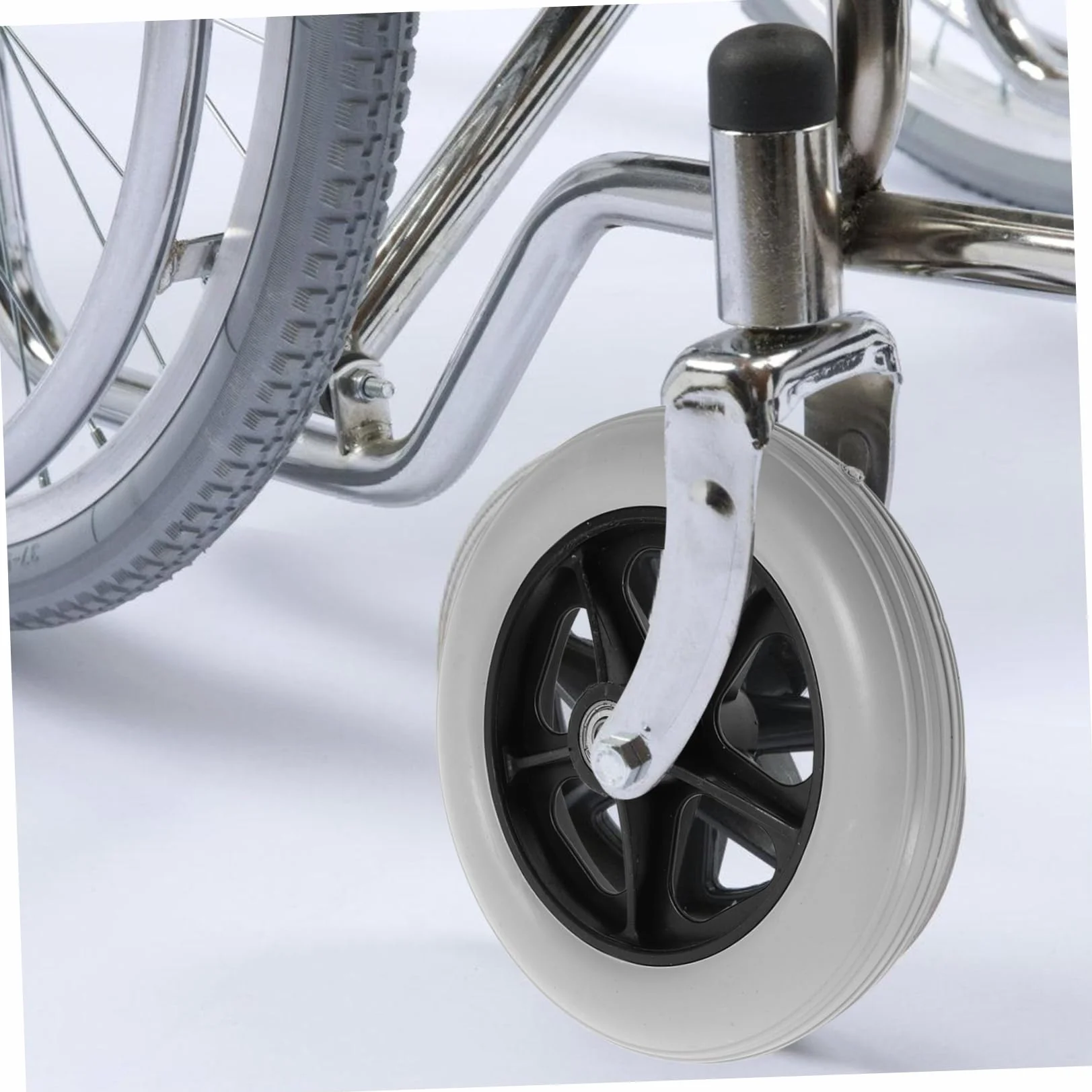 Angoily 2 Pezzi Ruote di Ricambio per Carrozzina Anteriore, Ruote in Plastico Resistenti All'usura Foro da 8mm per Carrelli e Deambulatori
