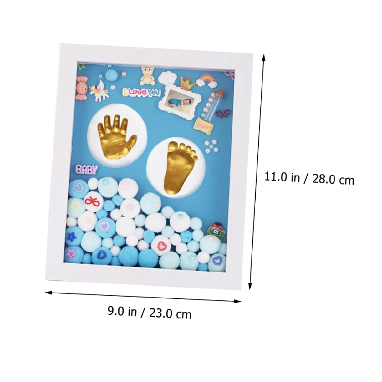 iplusmile Kit Nascita Cornice per Foto Milestone Impronte Mano e Piede in Acrilico Oro per Bambina Regalo Originale e Decorazione Muro