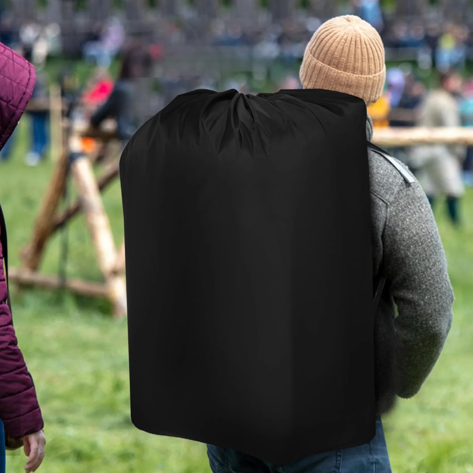 GLEAVI Borsa e Cuciture Rinforzate in Nylon Nero per Passeggino da Viaggio Chiusura a Cordoncino Bloccabile con Doppia Tracolla Comoda per Viaggi in Aereo