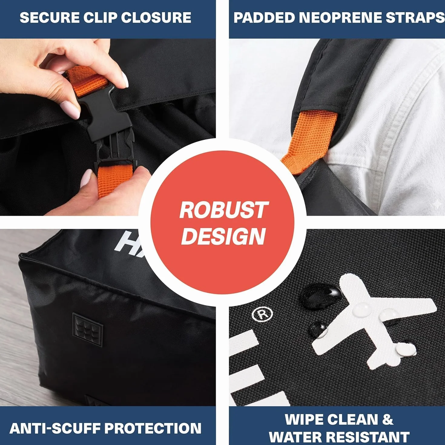 Bramble - Borsa da Trasporto Passeggino Gemellare XL per Aereo Gate Check - Nylon Balistico Idrorepellente con Spallacci Neoprene, Sacca & Finestra ID - 100 x 65 x 40 cm (Nero)