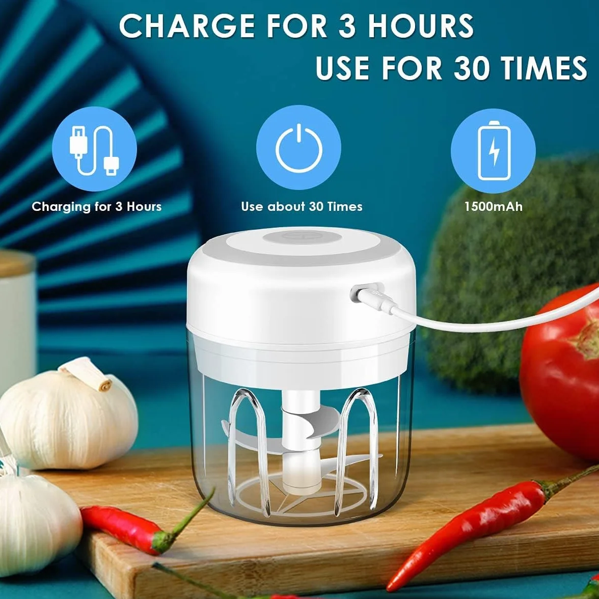 Tritacarne elettrico portatile senza fili robot da cucina con ricarica USB per tritacarne cipolle verdure per condimenti per bambini noci pepe