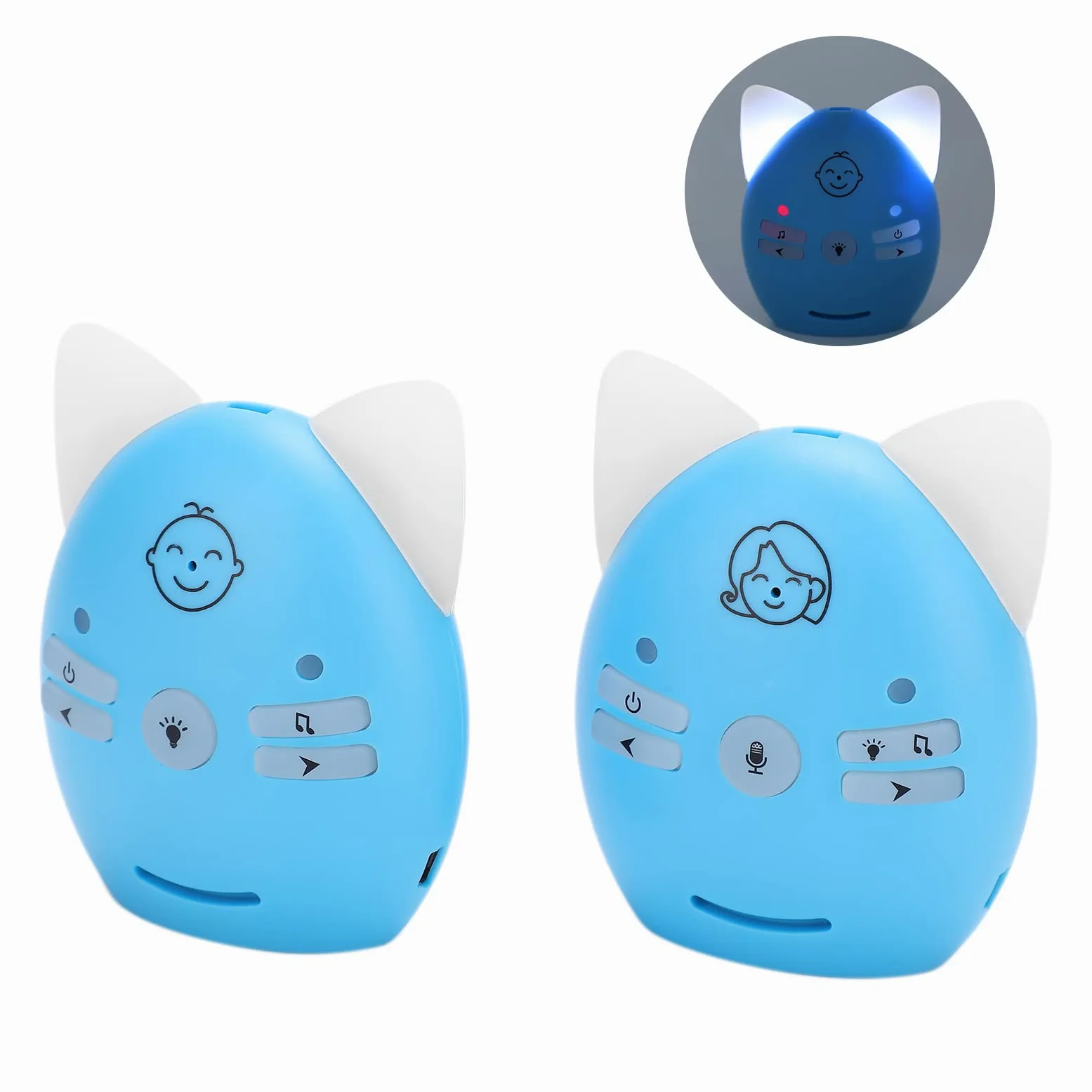 Baby Monitor Audio per Bambini, Monitor Digitale Wireless con | Anti-interferenza FHSS, Portata 200-300 M, Luce Notturna, Volume 10 Livelli, Avviso Muto