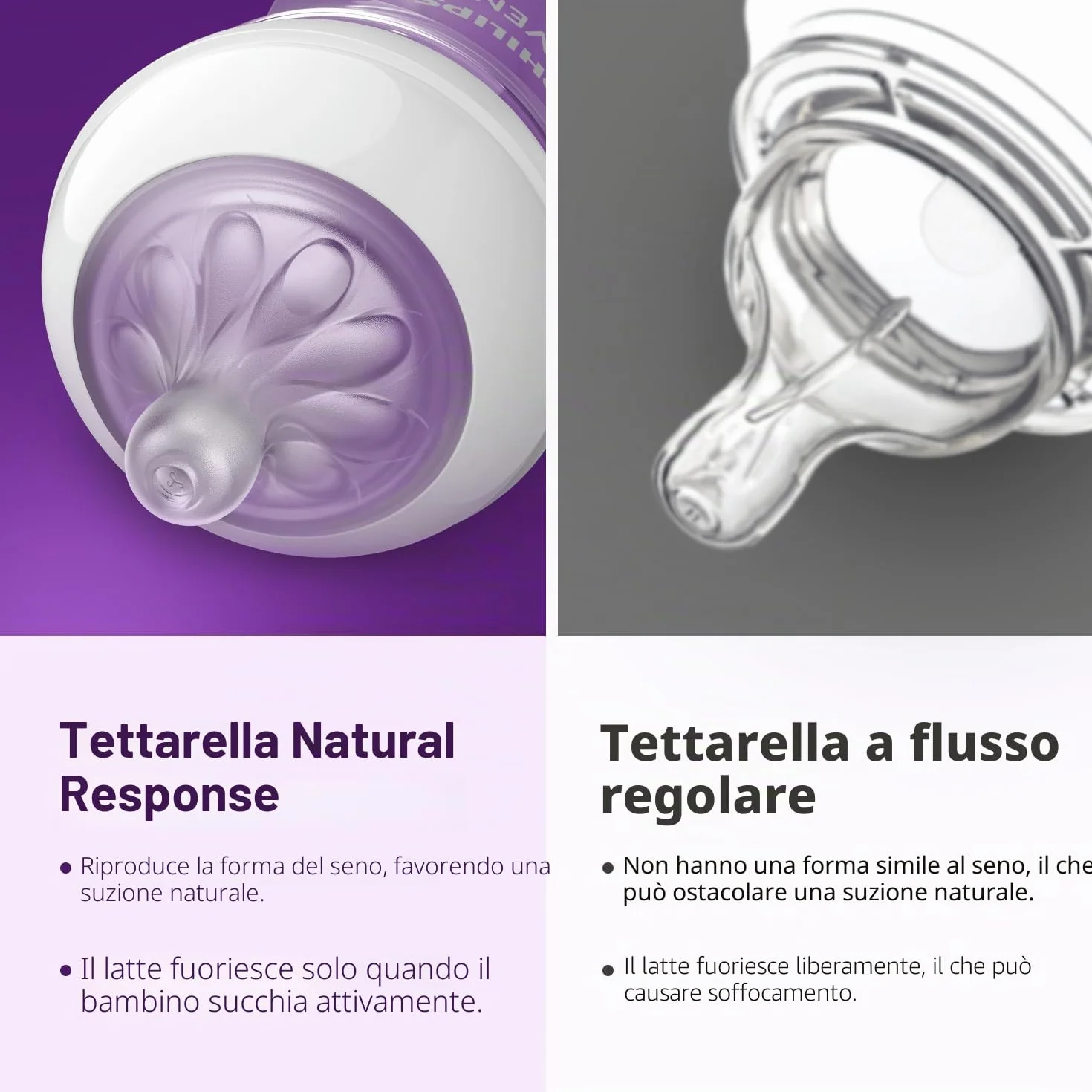 Philips Avent Biberon Natural Response - 2 biberon da 260 ml per neonati da 1 mese in su, senza BPA (modello SCY903/02)
