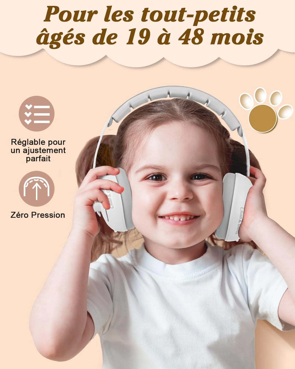 Lilian&Gema Bambino 2 in 1 Casco Anti Rumore Regolabile Casco Bambino Anti Rumore, Casco Anti Rumore Bambino per Meno di 48 Mesi, Sonno e Attività, Protezione Uditiva Per Bambini