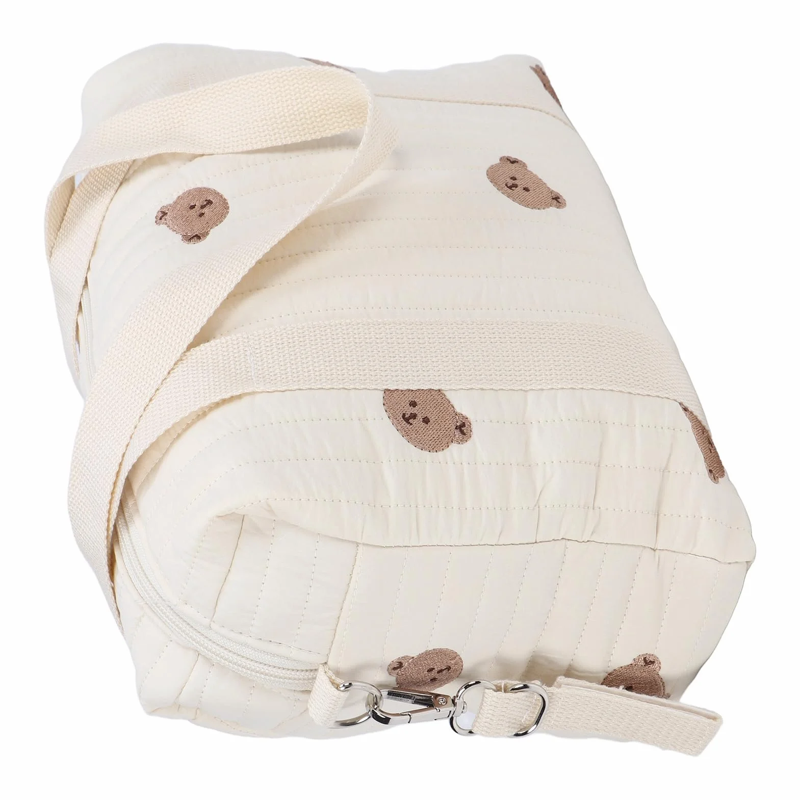 Borsa portaoggetti per passeggino universale con cerniera ricamata – Organizer per carrozzina, sacca accessori neonato, borsa multifunzione per passeggino, Bear Bag