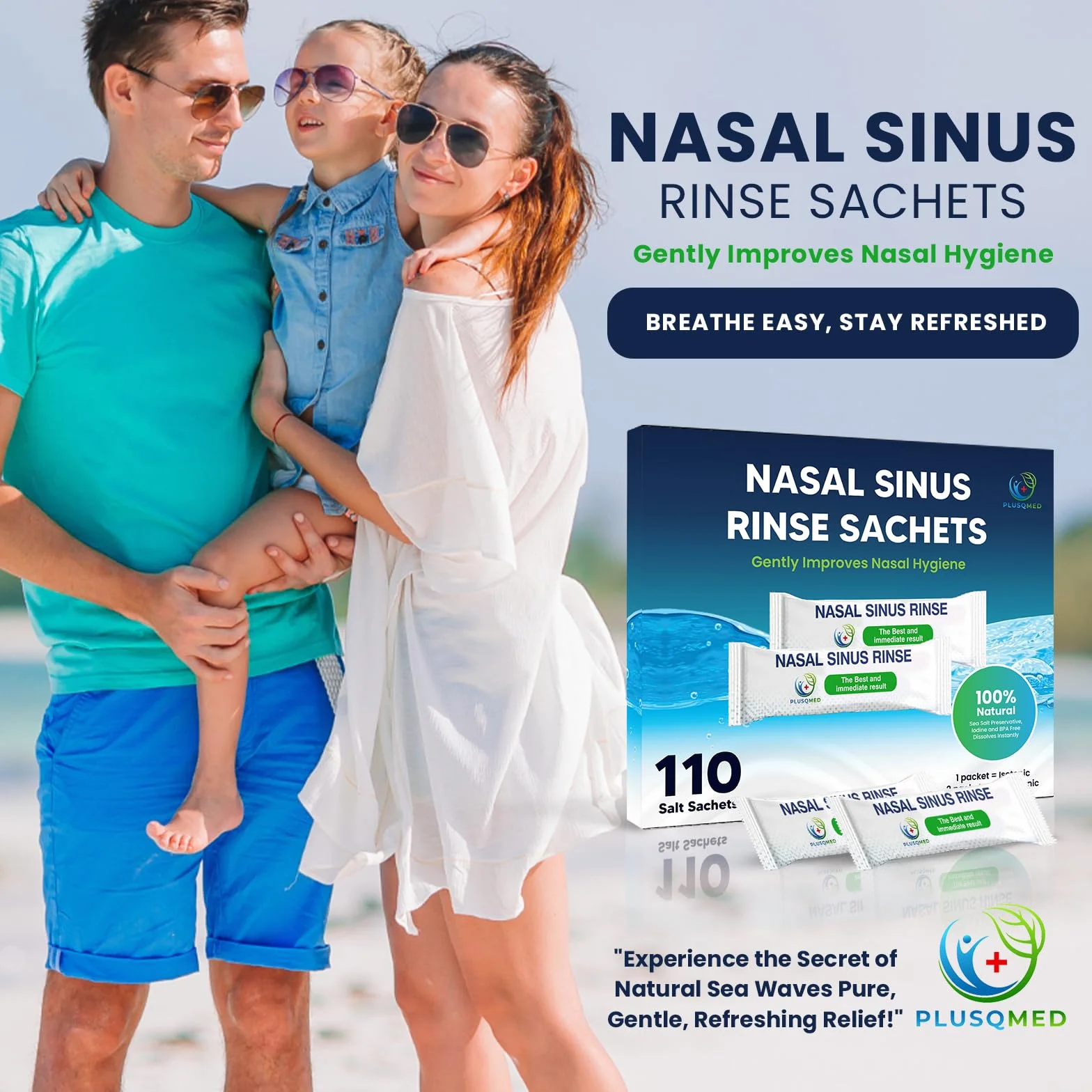 110 pacchetti di sale Neti, sale per risciacquo nasale, sale per risciacquo nasale, sale per risciacquo sinusale, sale per irrigazione nasale