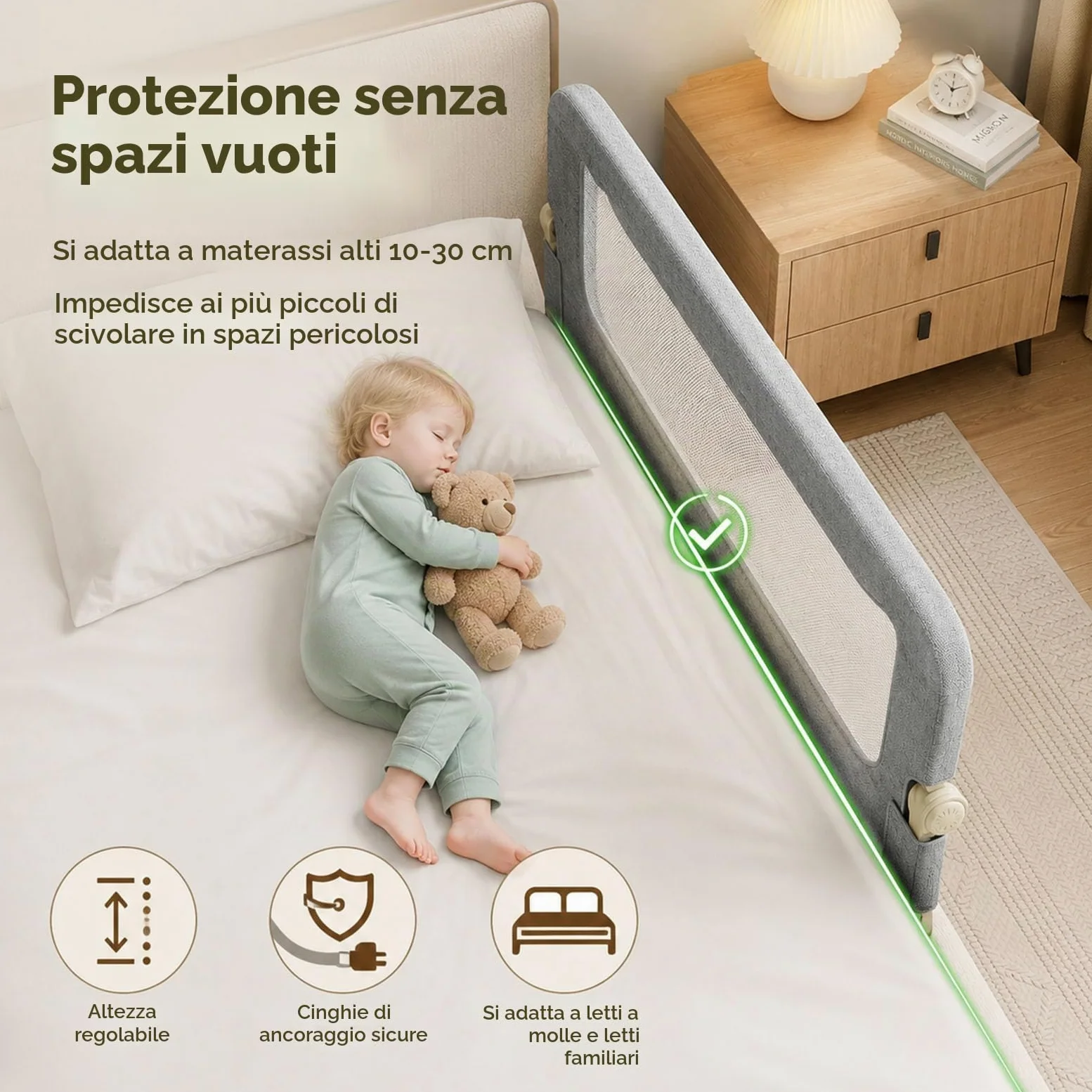 Spondina letto Bambini 150cm, anti-caduta pieghevole Sponde letto Bambini | Sbarra di sicurezza adatta a materassi 10-30cm, mesh traspirante e lavabile, montaggio senza attrezzi
