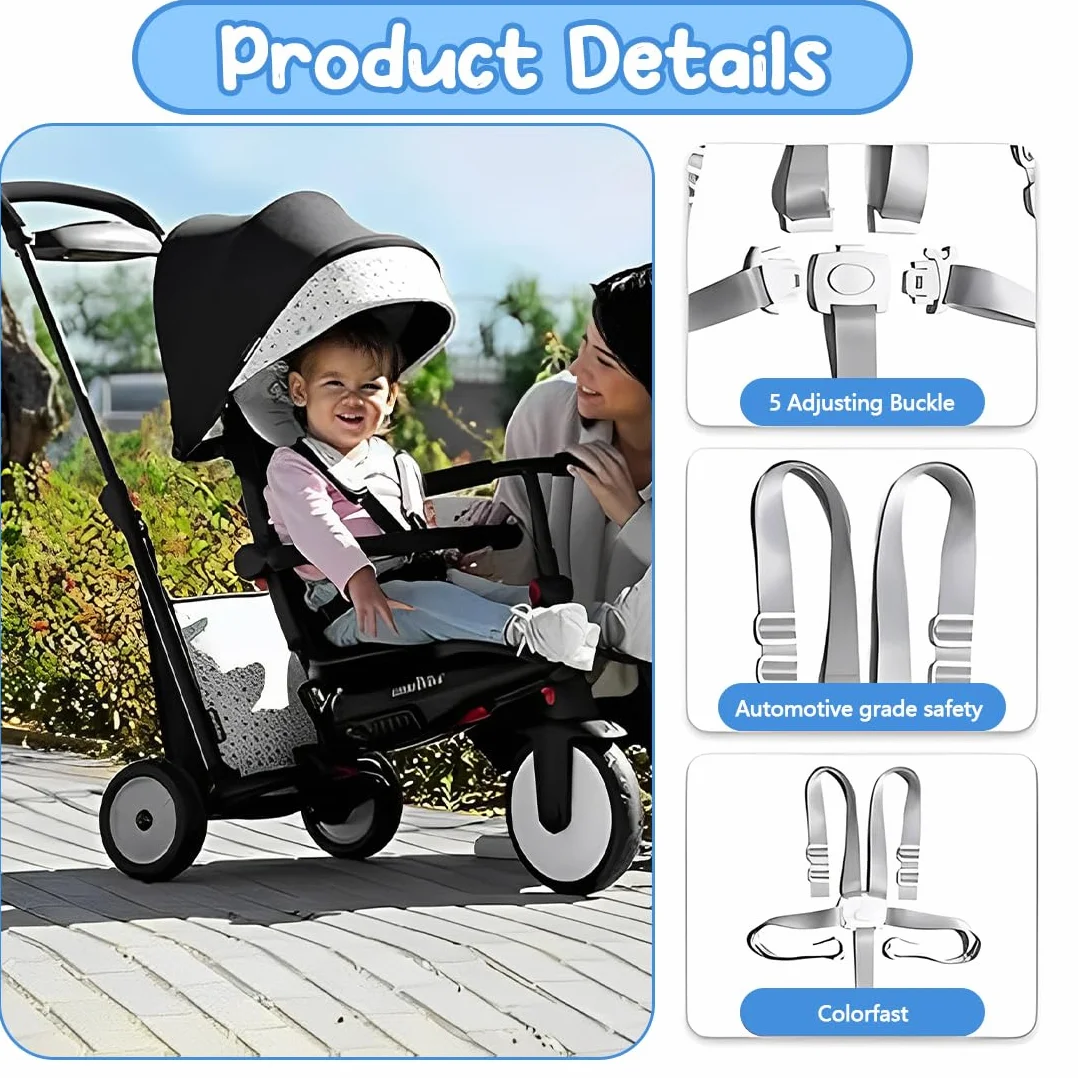 Cinture Universali per Seggiolone Cinghie per Seggiolone a 5 Punti, Cinture Seggiolone Pappa Universale, Regolabile Cintura di Sicurezza per Bambini, Adatta per Seggioloni Auto Carrozzine