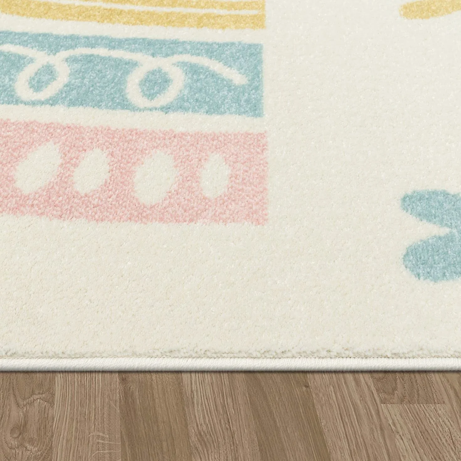 TT Home Tappeto Bambini Cameretta Bambina Ragazzi Moderno Arcobaleno Nuvola Motivo Con Animale Colorato, Colore:Crema4, Dimensione:80x150 cm