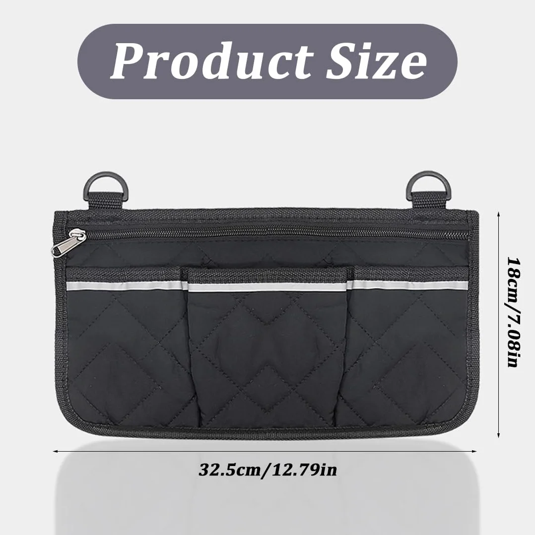 Sedie a rotelle, scooter disabili e accessori,Borsa portaoggetti per passeggino, striscia riflettente, borsa portaoggetti laterale per bracciolo sedia a rotelle
