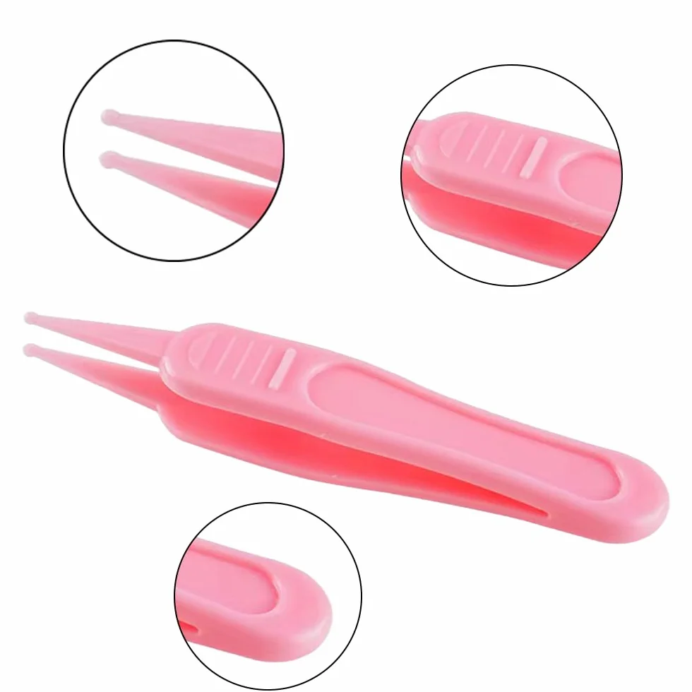 Pinzette per Naso, 4 Pezzi Naso Pinzette, Pinzette per la Cura, Pinzette di Plastica a Testa Rotonda, per la Pulizia Nasale