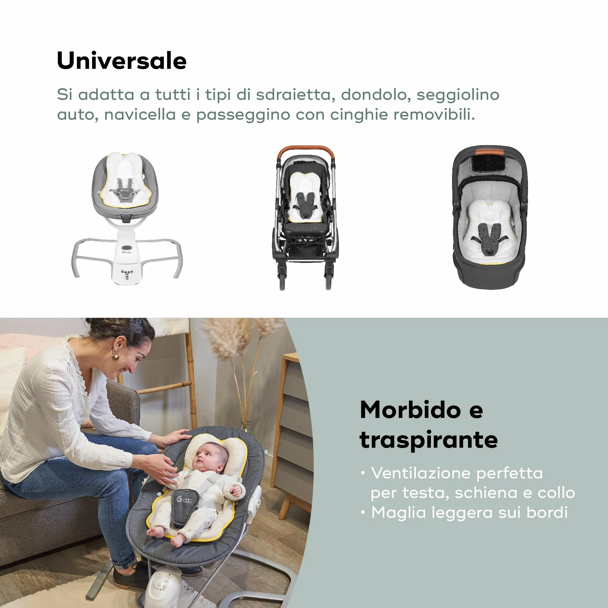 Babymoov Cosymorpho Fresh Smokey riduttore universale bambini, Fresh (Grigio chiaro), 35 x 54.5 x 5 cm, 0-6 mesi