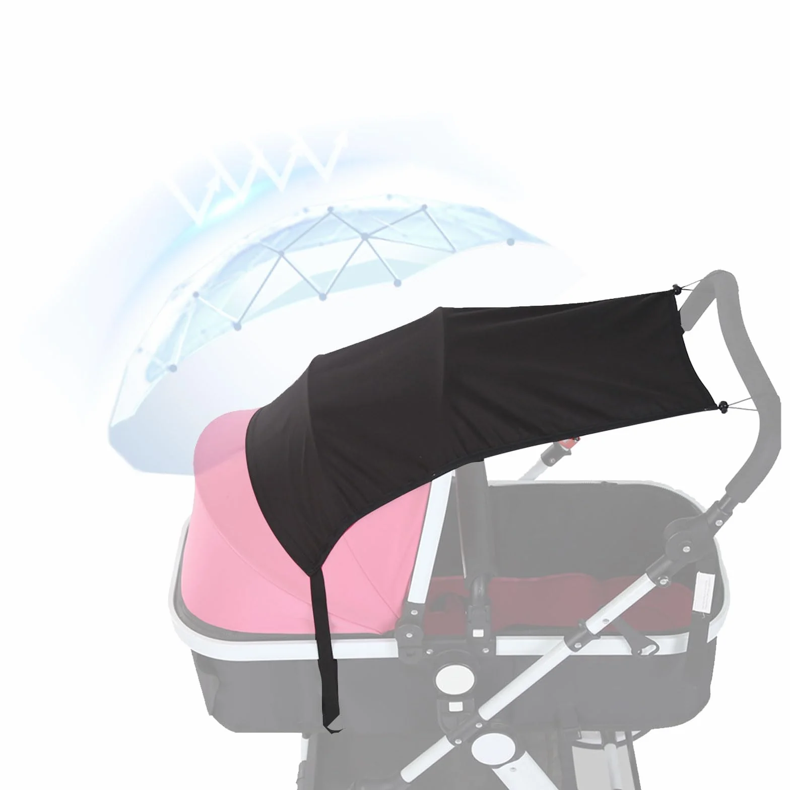 parasole ovetto Protezione UV 50+ parasole passeggino universale con custodia Regolabile ombrello per passeggino universale, Protezione solare efficace, leggermente impermeabile, Nero