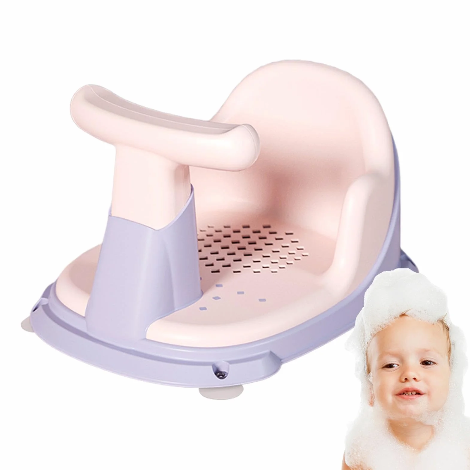 Sedile Per Doccia Con Ventose - Seggiolone Vasca Da Bagno 6 A 18, Supporto Il Dei Bambini | Ausilio Sit-Up Antiscivolo Vasche Schienale Alto Sicuro L'igiene Del Gioco Infantile