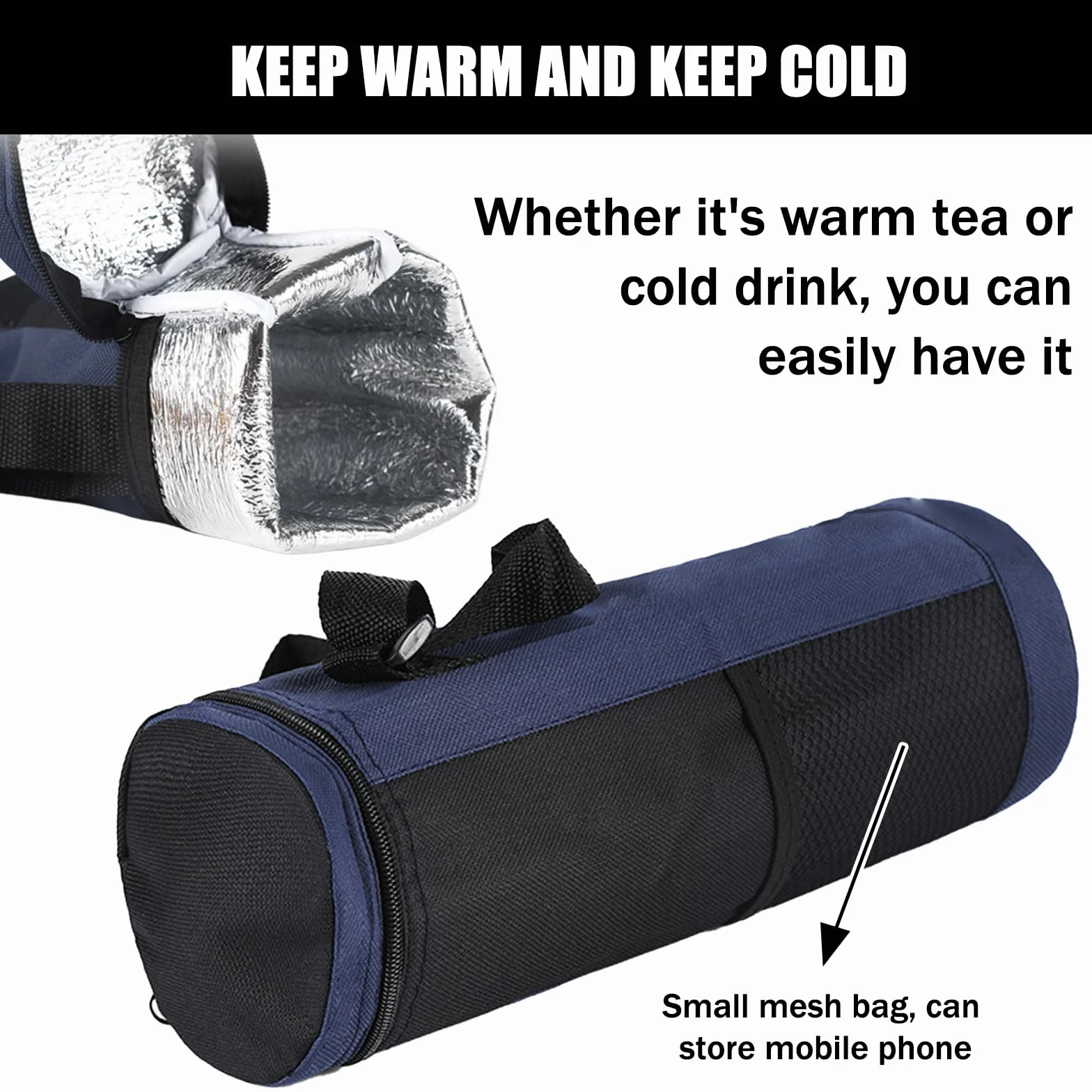 2PCS Borsa per Bottiglia Termica, Borsa Portatile per Bottiglia D'acqua Piccola Borsa Termica per Bevande con Tracolla Regolabile per Esterni, ViaggiS